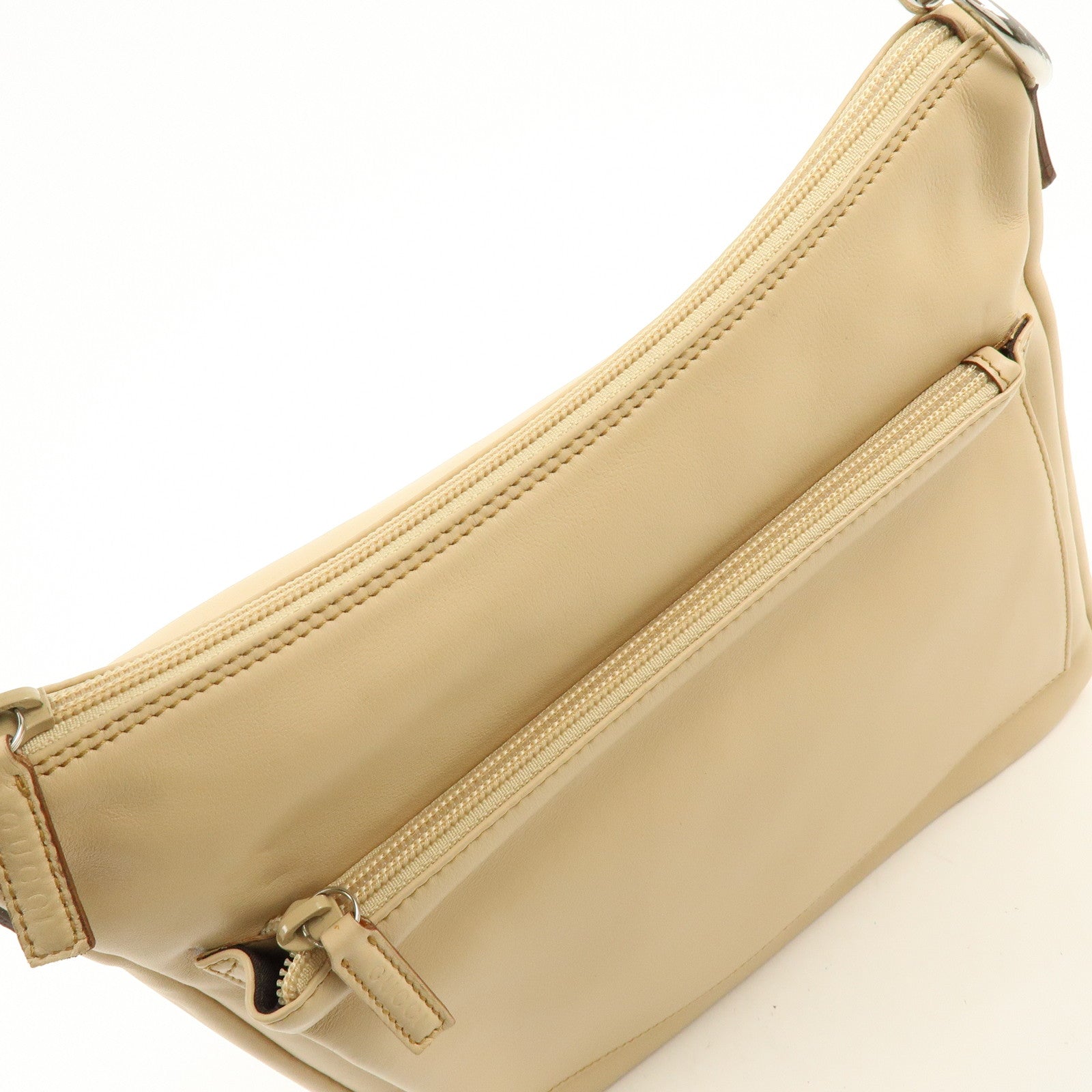 GUCCI Bamboo Leather Shoulder Bag Hand Bag Beige 000・3509・002122