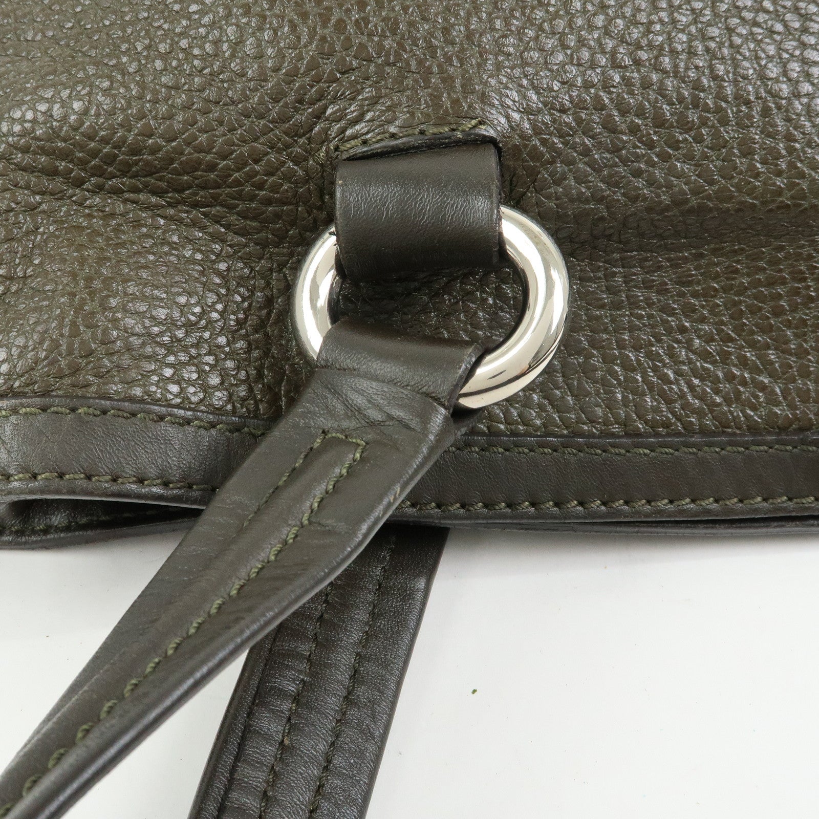 CELINE Logo Leather Tote Bag Shoulder Bag Brown
