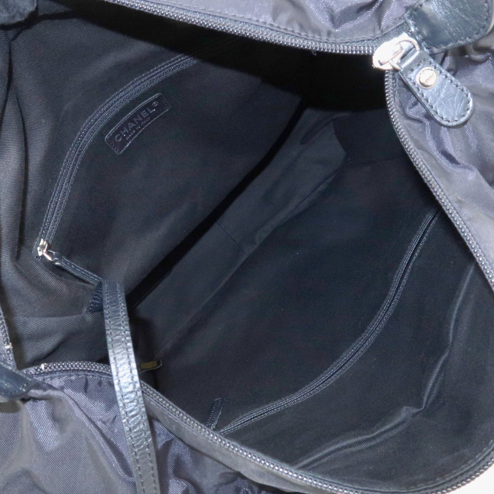 CHANEL Paris New York COCO Mark Nylon Leather Tote Bag Black A33100