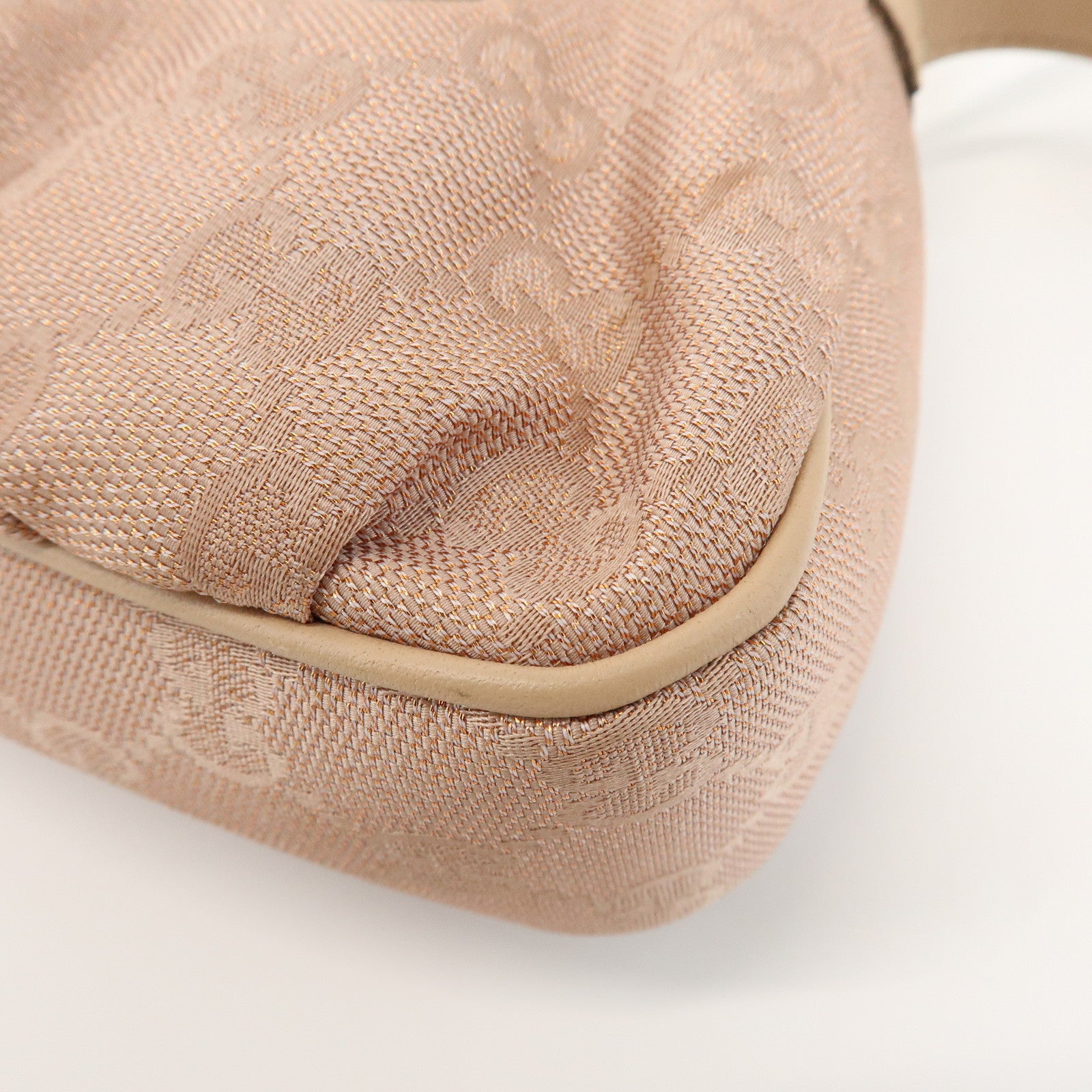 GUCCI Lovely Heart GG Canvas Leather Hand Bag Pink Beige 245938