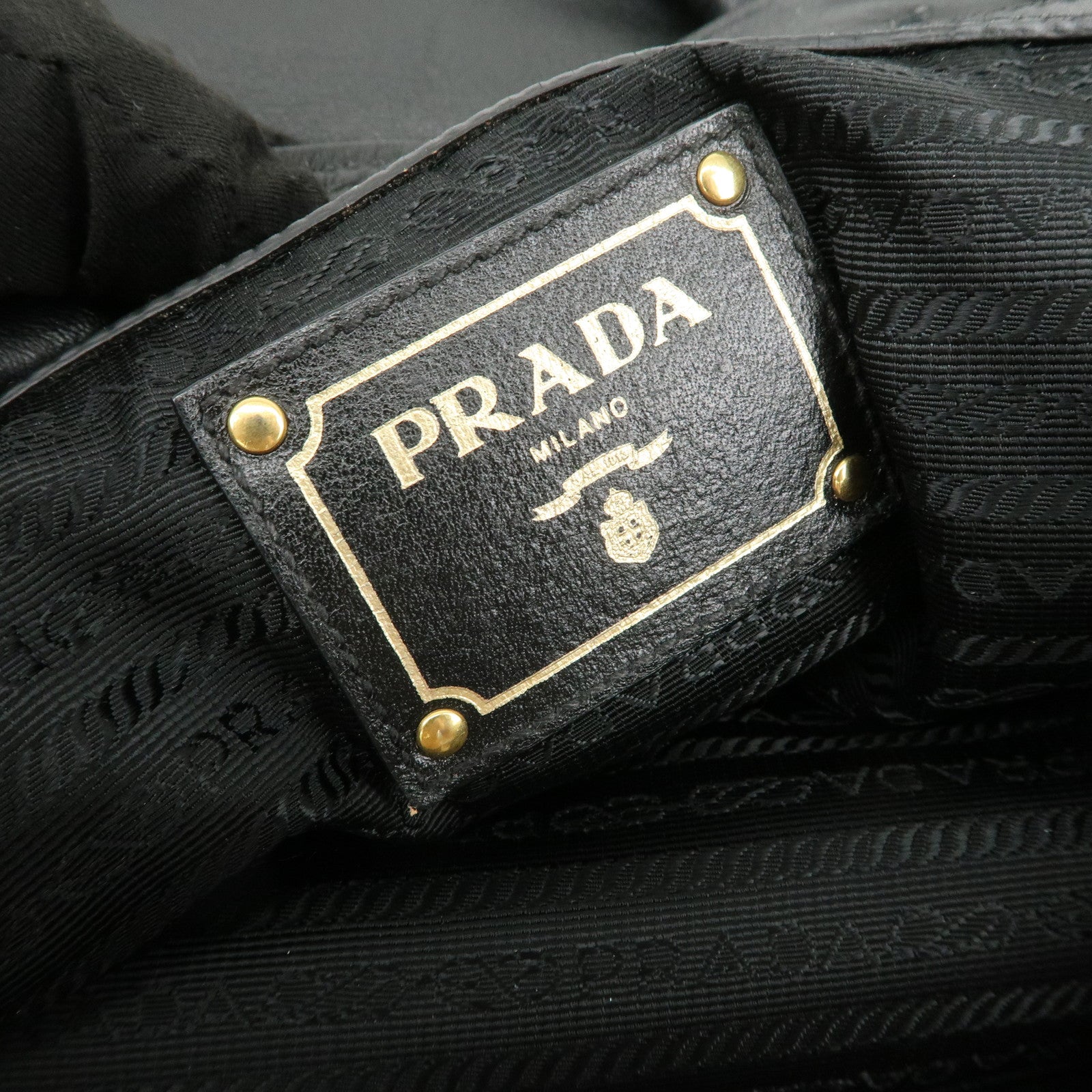PRADA Logo Leather 2Way Hand Bag Tote Bag Shoulder Bag Black BN2151