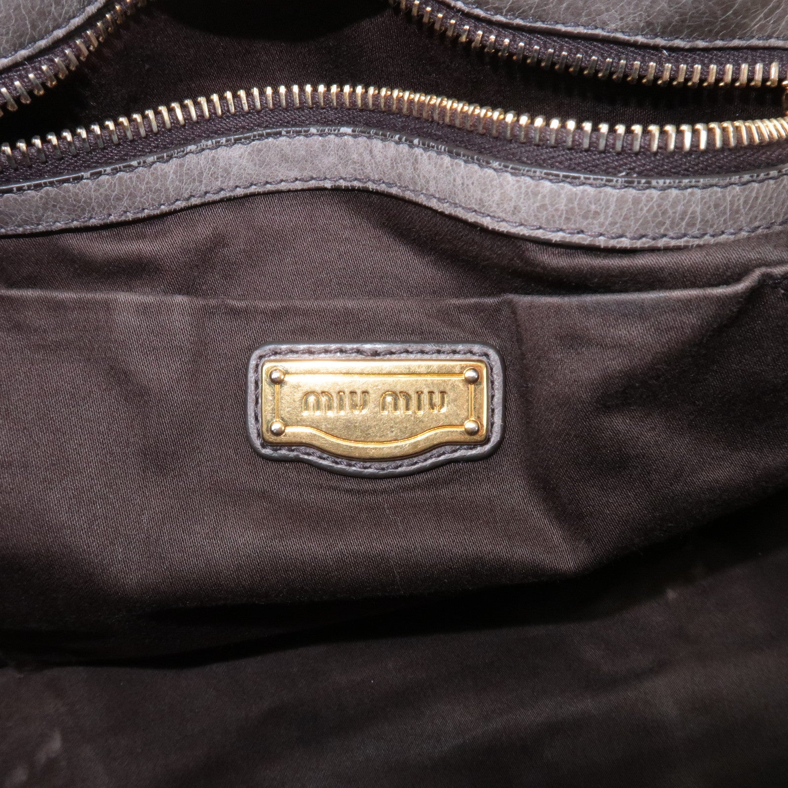 MIU MIU Leather 2Way Shoulder Bag Hand Bag Gray RT0383 Used