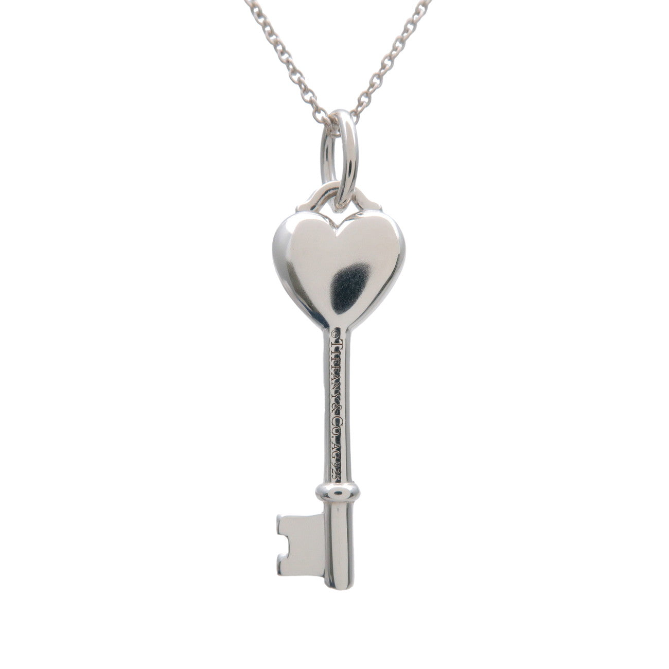 Tiffany & Co Heart Key Charm Necklace SV925 Silver Blue