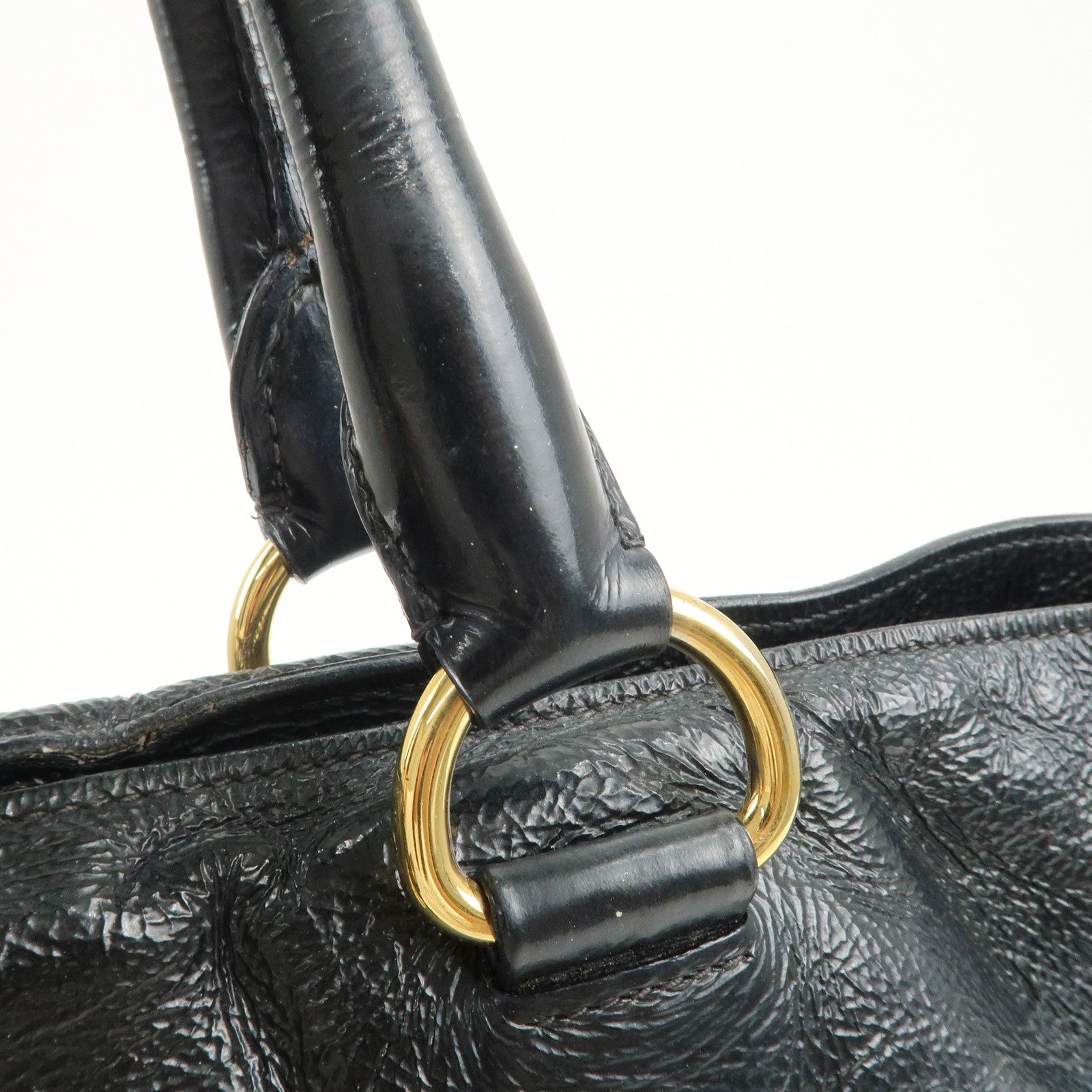 PRADA Logo Leather 2Way Tote Bag Shoulder Bag Black BN1713
