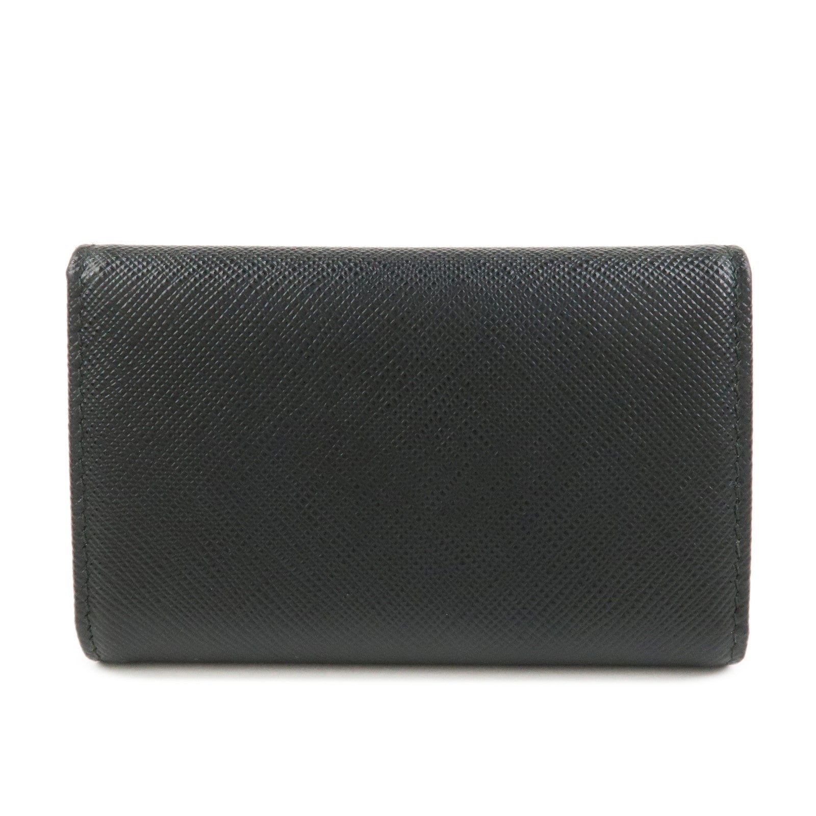 PRADA Saffiano Leather 4 Ring Key Case Key Chain Black