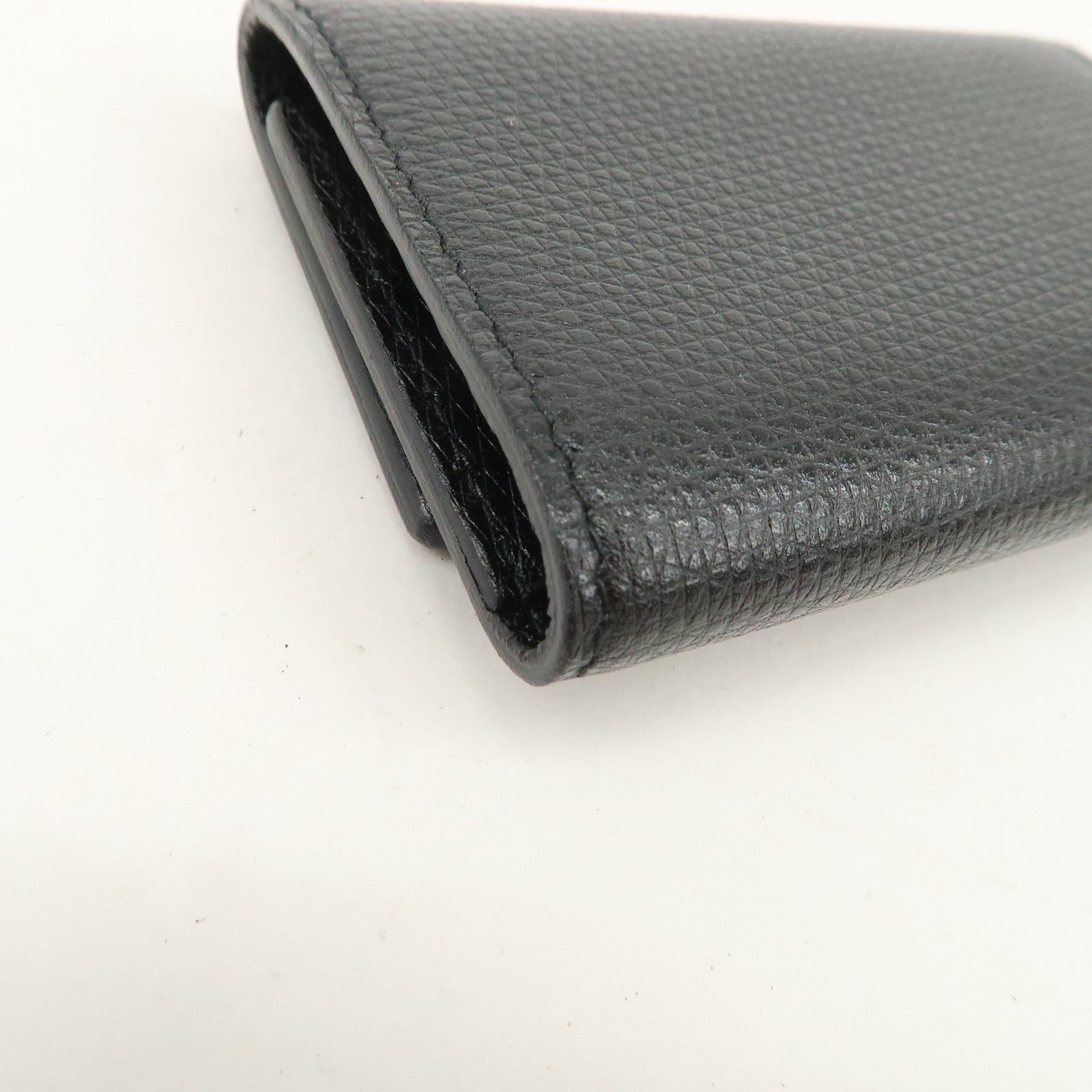 GUCCI Logo Leather 6 Rings Key Case Black 04579