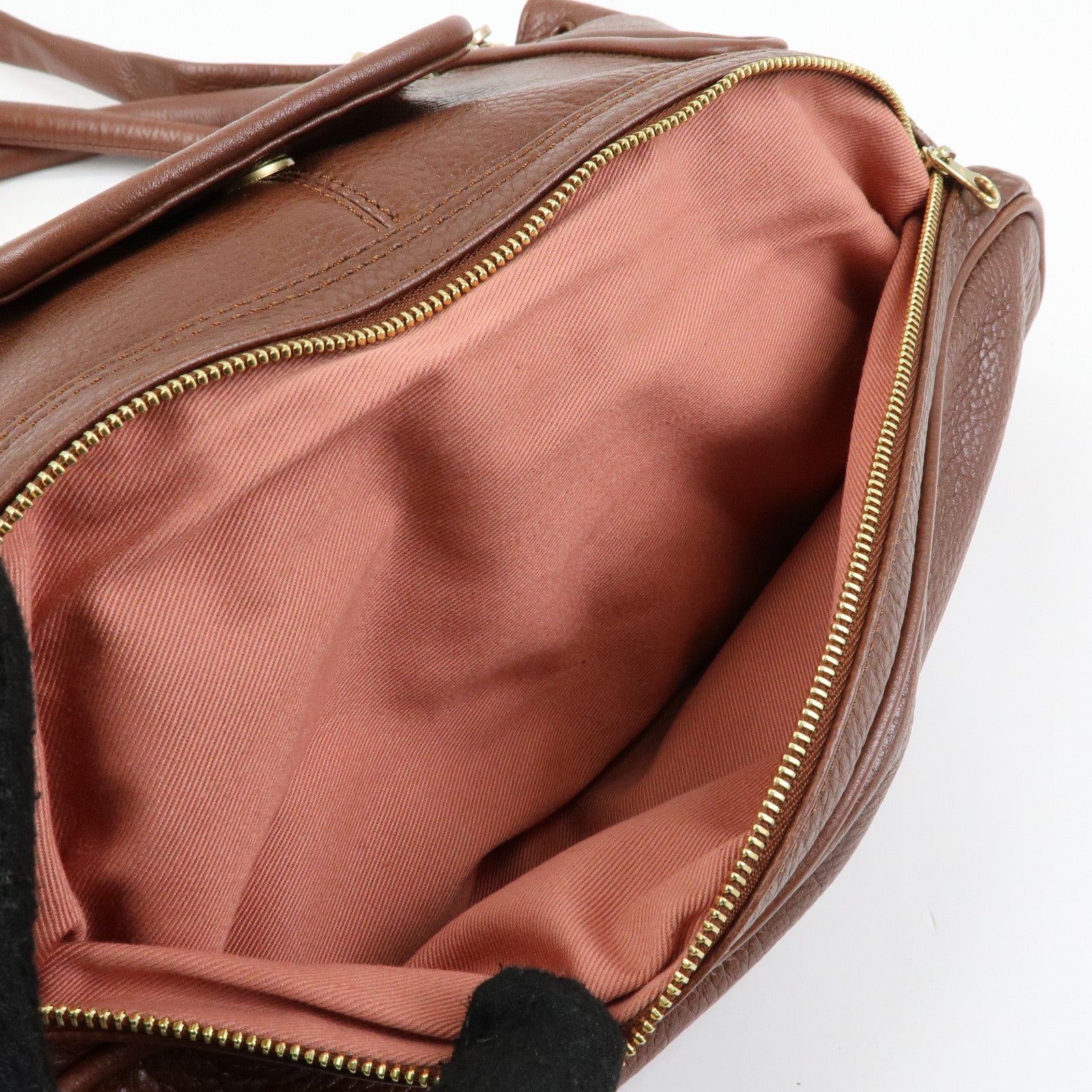 Chloe Cherry Leather 2Way Bag Hand Bag Shoulder Bag Brown