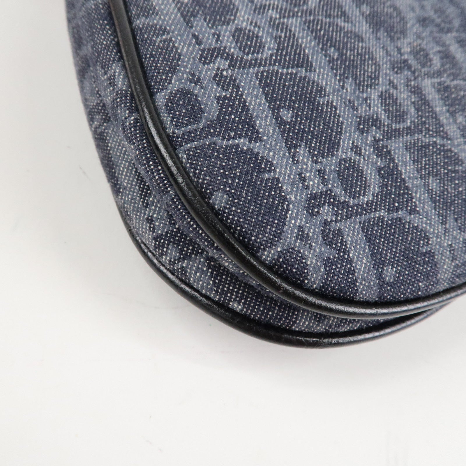 Christian Dior Flight Line Trotter Canvas Leather Shoulder Bag Denim Used