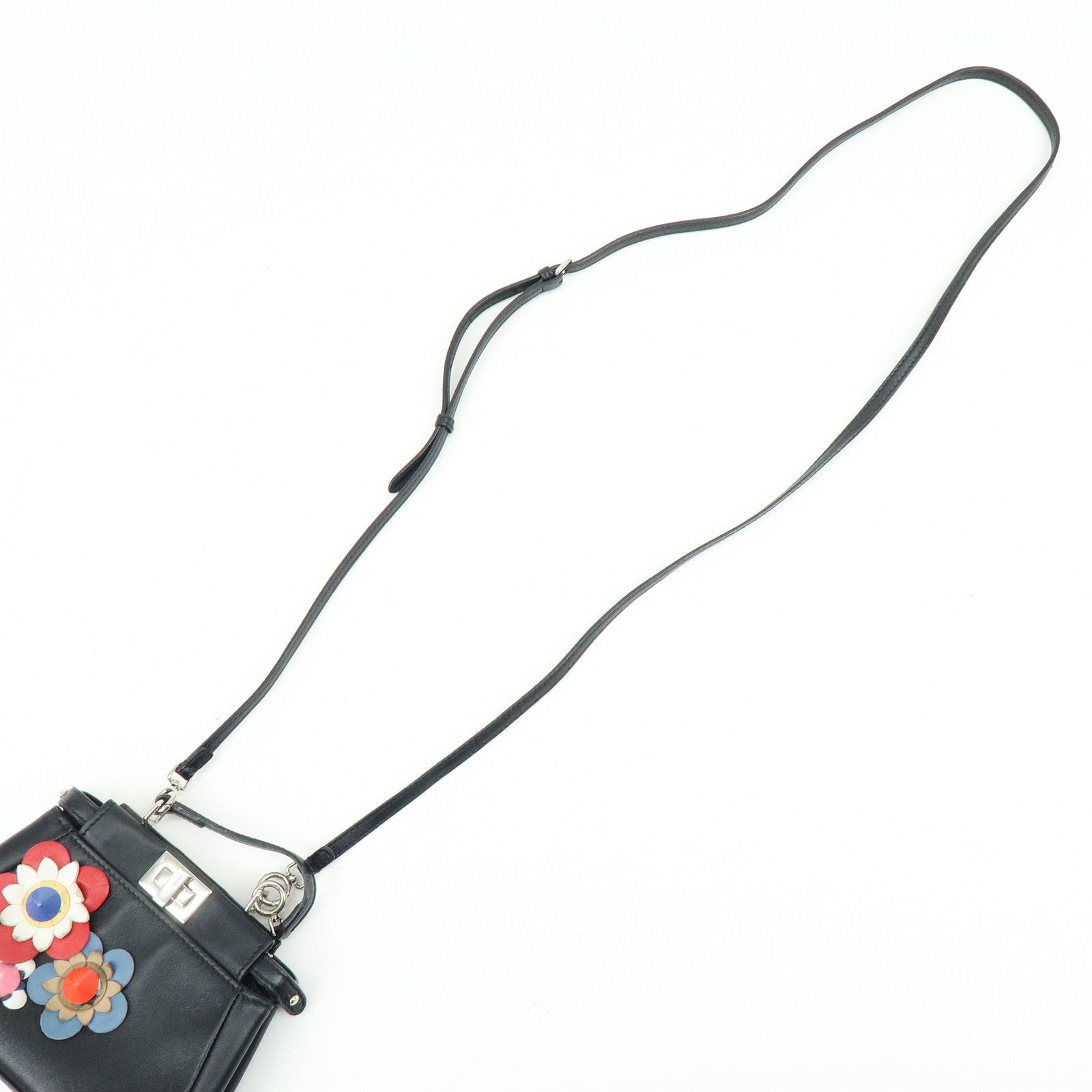 FENDI Micro Peekaboo Leather Flower Motif 2Way Shoulder Bag 8M0355