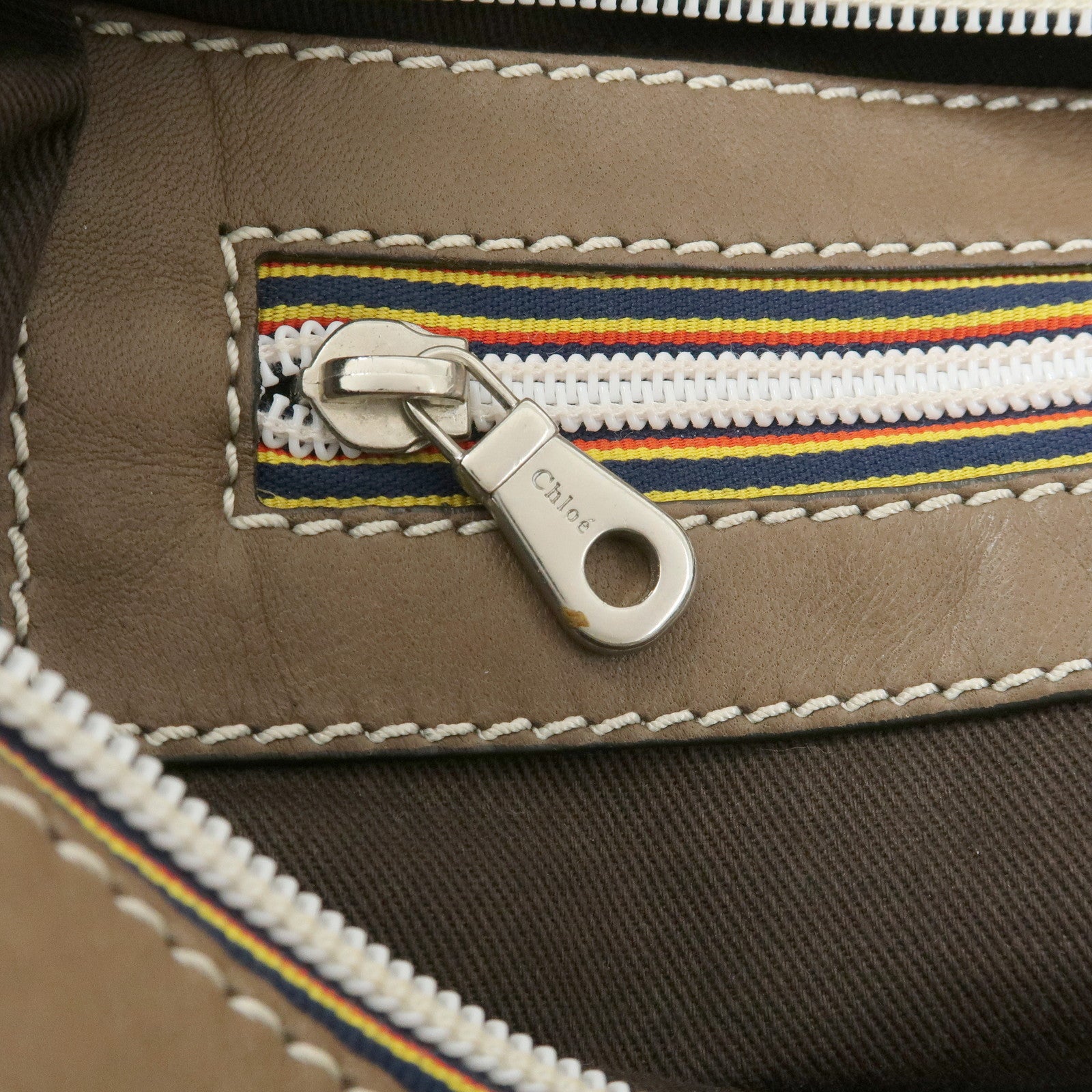 Chloe Patsy Leather Boston Bag Shoulder Bag Hand Bag Brown