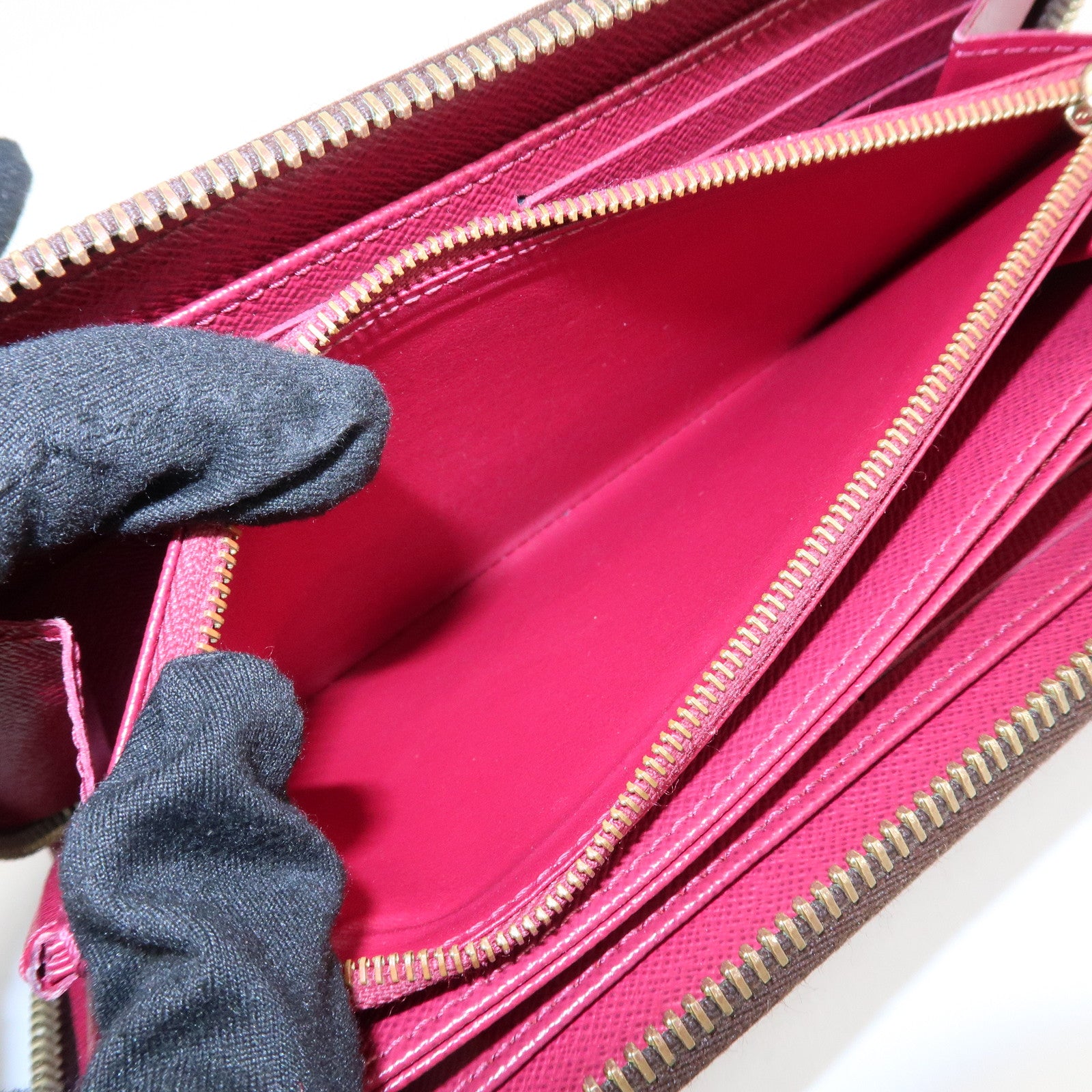 Louis Vuitton Monogram Zippy Long Wallet Brown Fuchsia M41895 Used