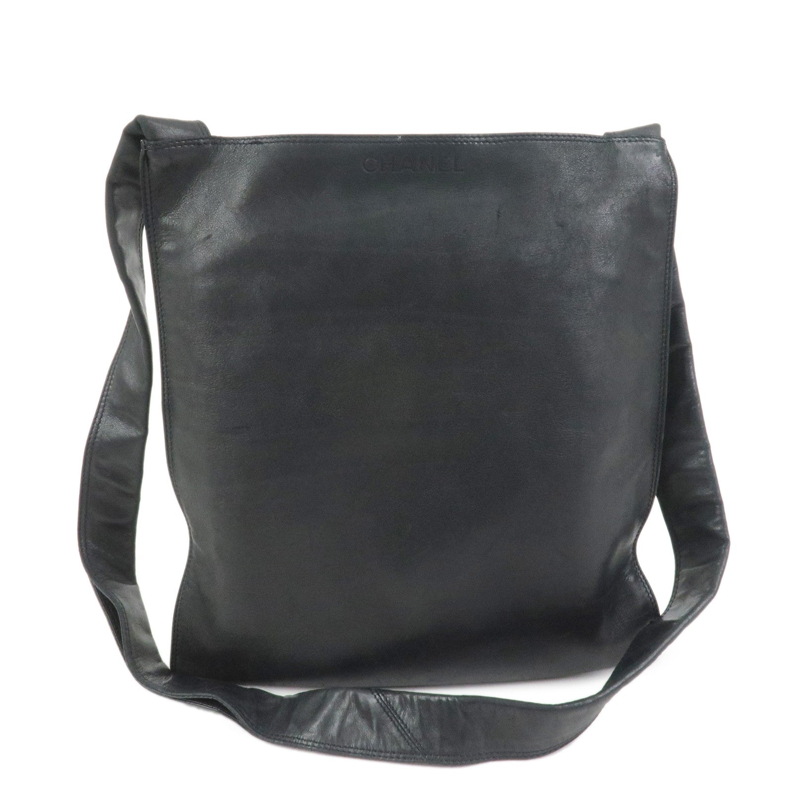 CHANEL Lamb Skin Shoulder Bag Crossbody Bag Black