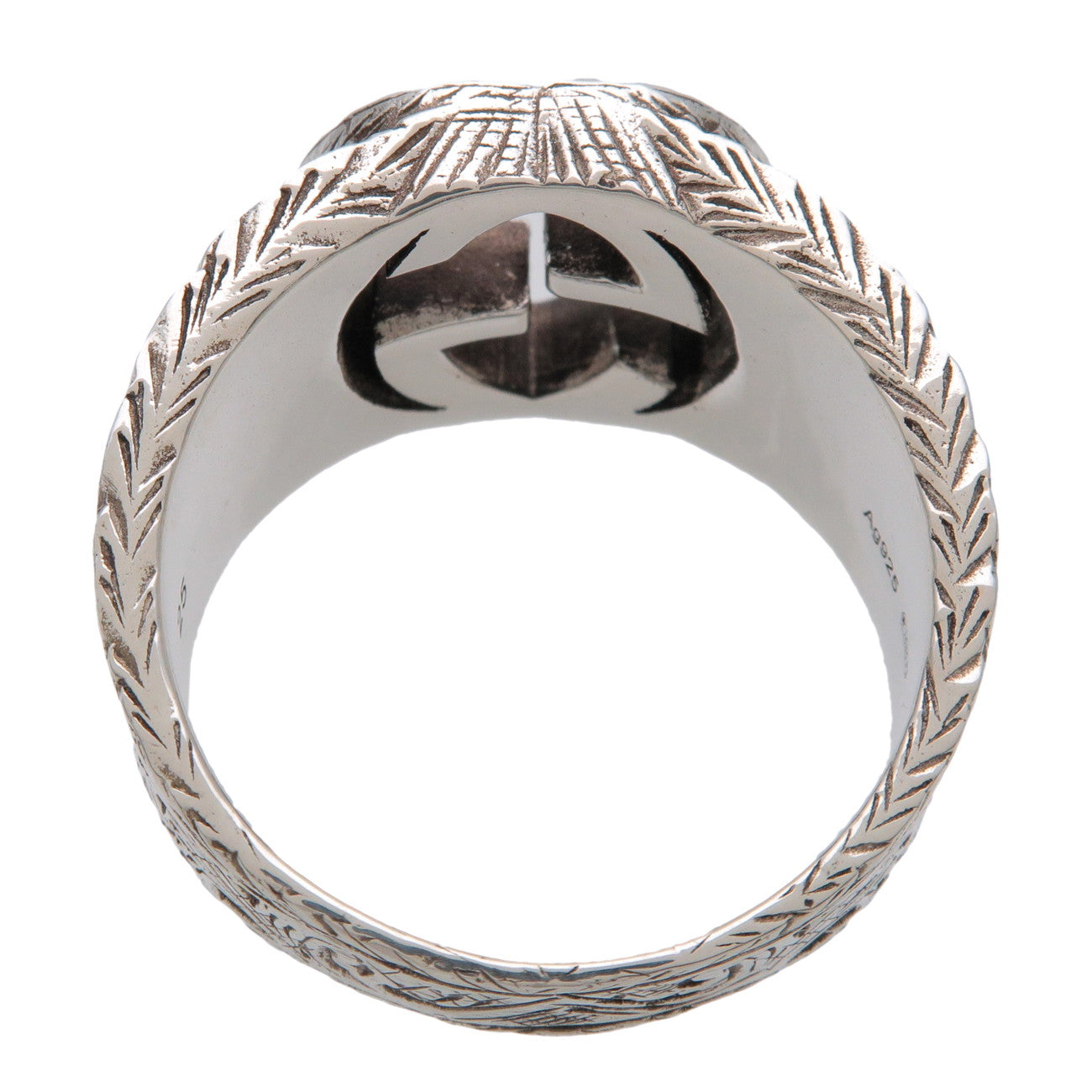GUCCI Interlocking G Arabesque Ring SV925 Silver #25 US11 EU65 HK25