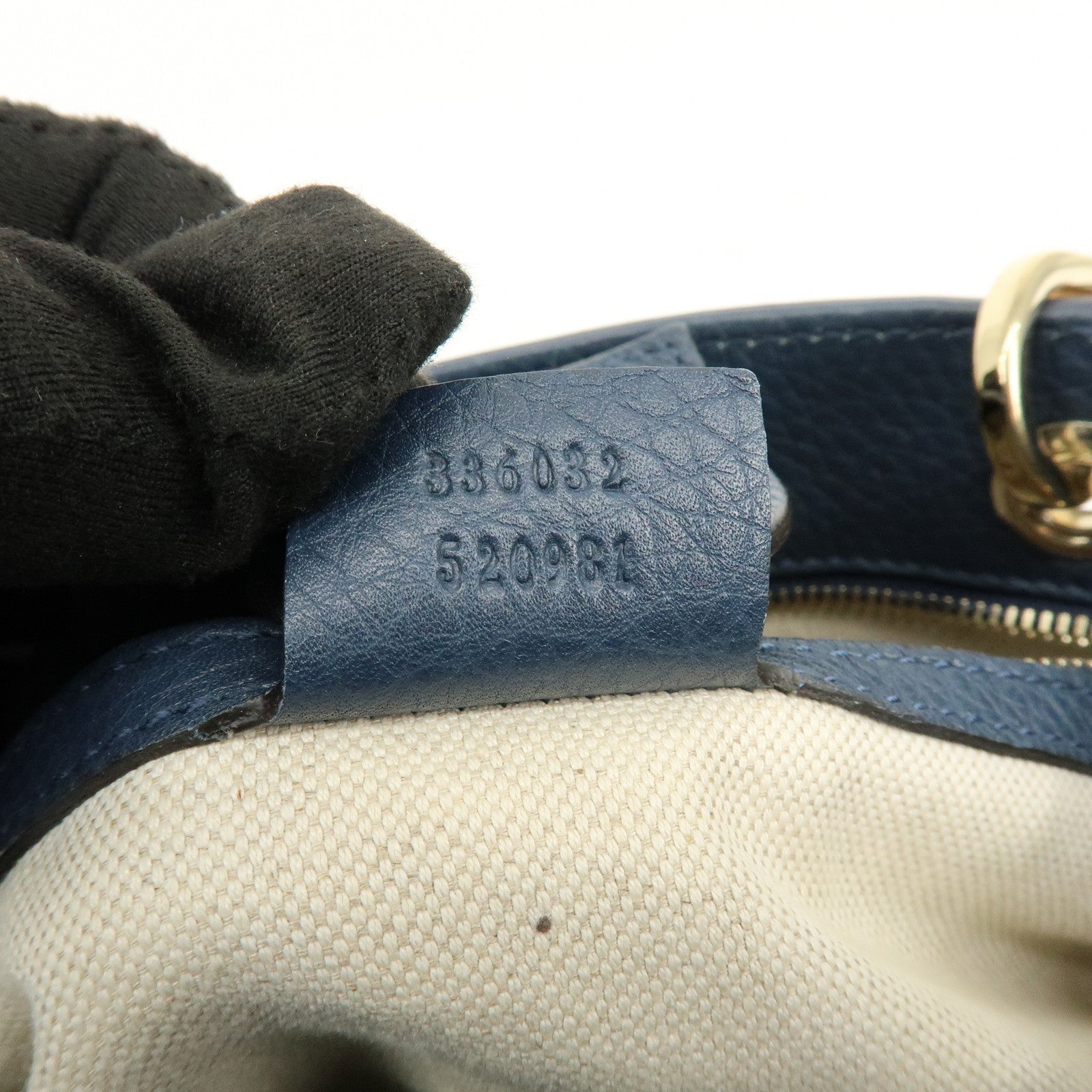 GUCCI Bamboo Leather 2Way Bag Tote Bag Shoulder Bag Blue 336032