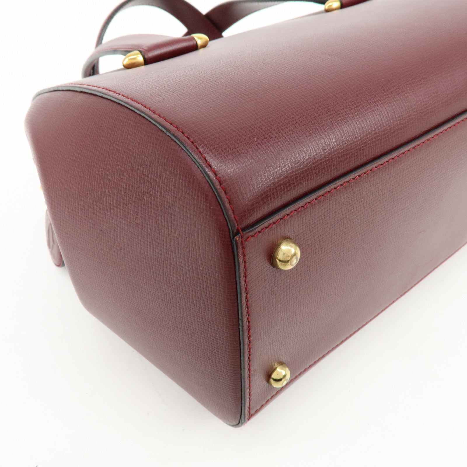Cartier Must de Cartier Leather Boston Bag Hand Bag Bordeaux