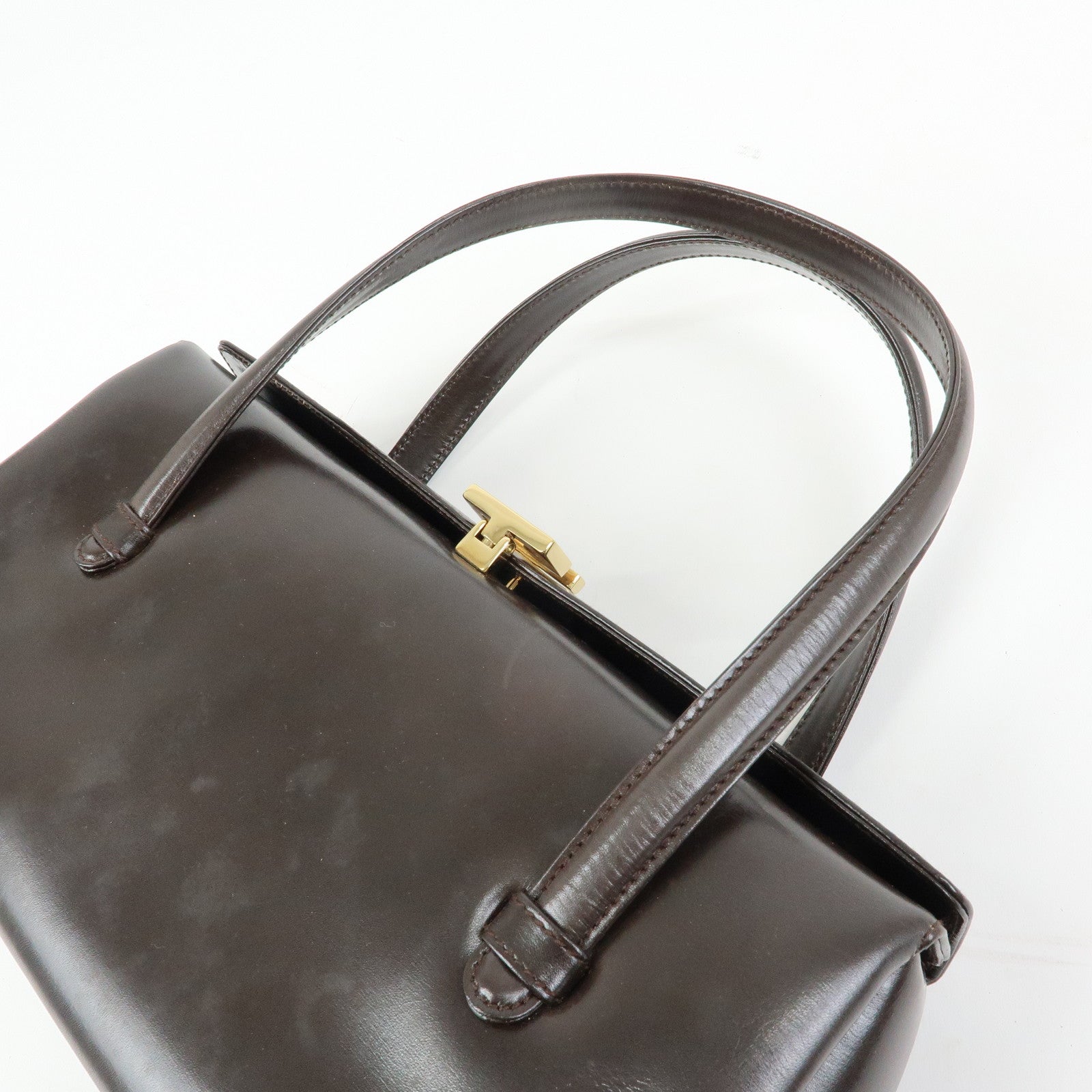 GUCCI Leather Hand Bag Dark Brown 000・1448・0539