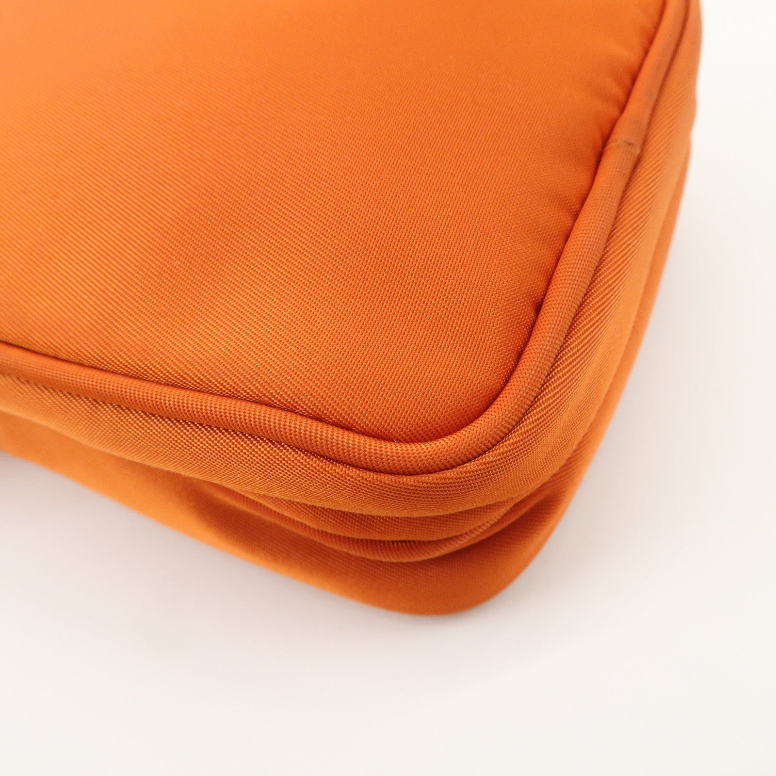 PRADA Triangle Logo Leather Nylon Smartphone Case Orange 2ZT012 Used