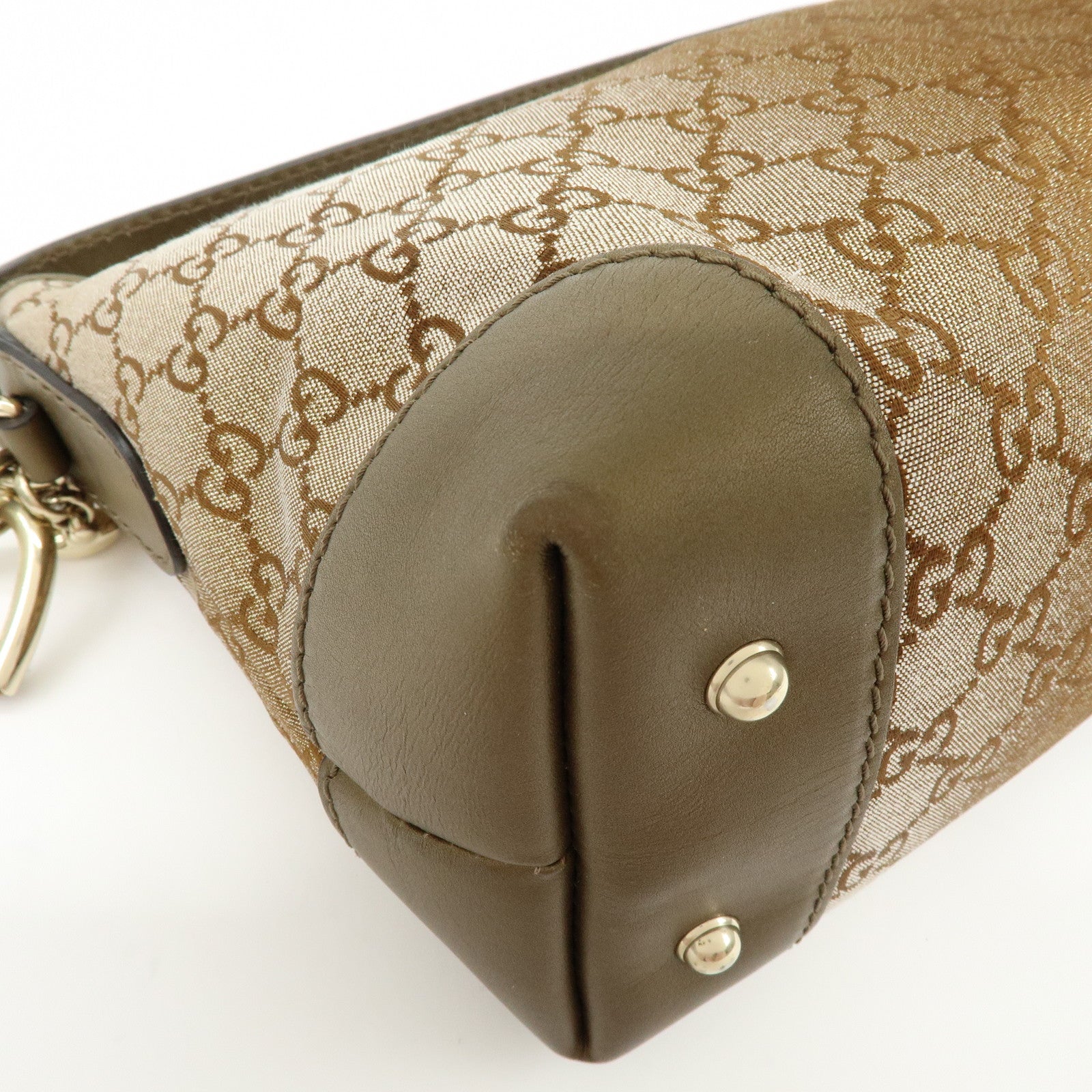 GUCCI Bamboo Lovely Heart Horsebit Shoulder Bag Beige Khaki 269959