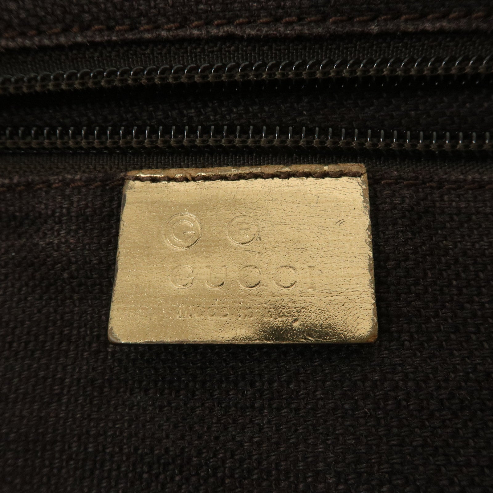 GUCCI Logo GG Canvas Leather Tote Bag Hand Bag Brown Gold 267474