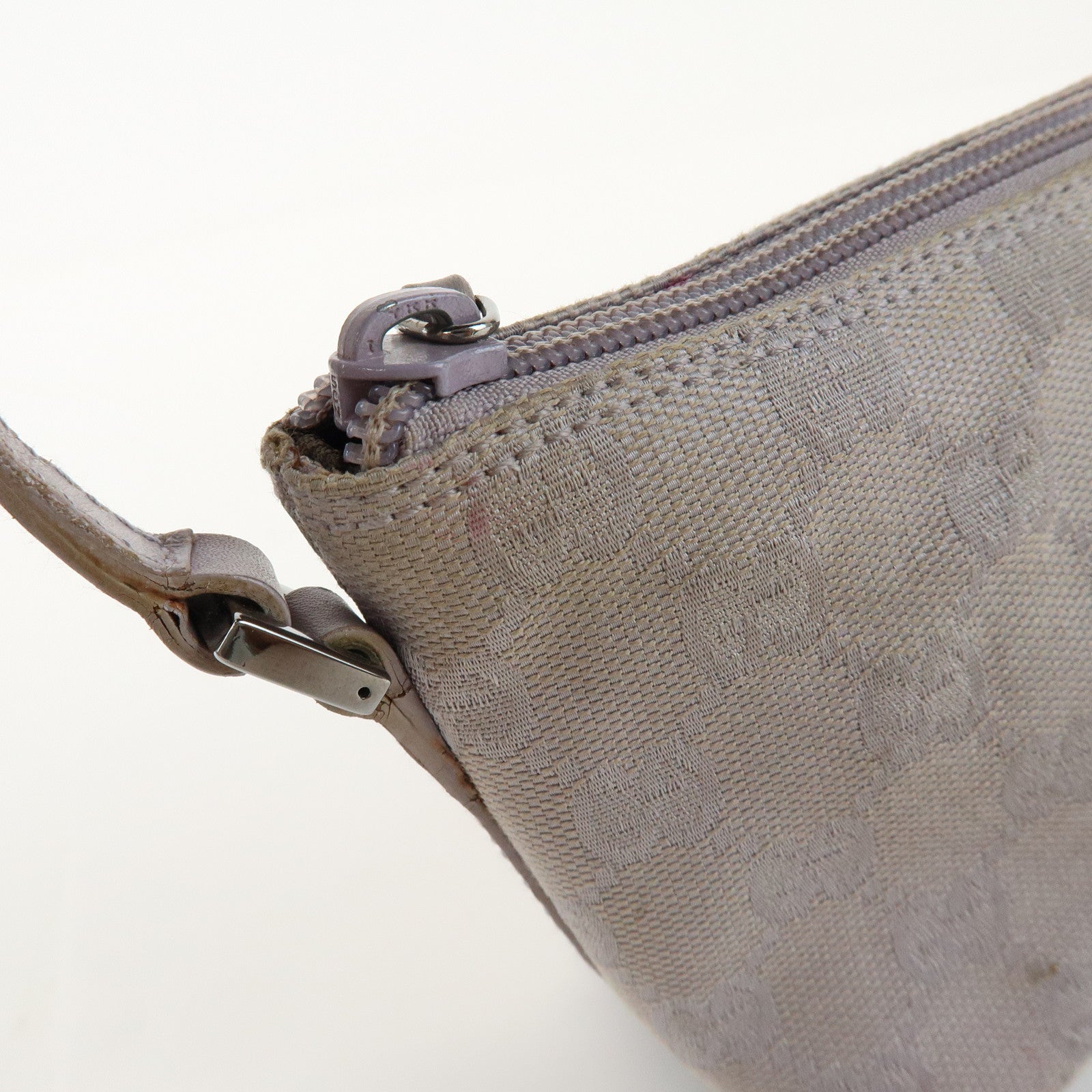 GUCCI Boat Bag GG Canvas Leather Hand Bag Pouch Light Purple 07198