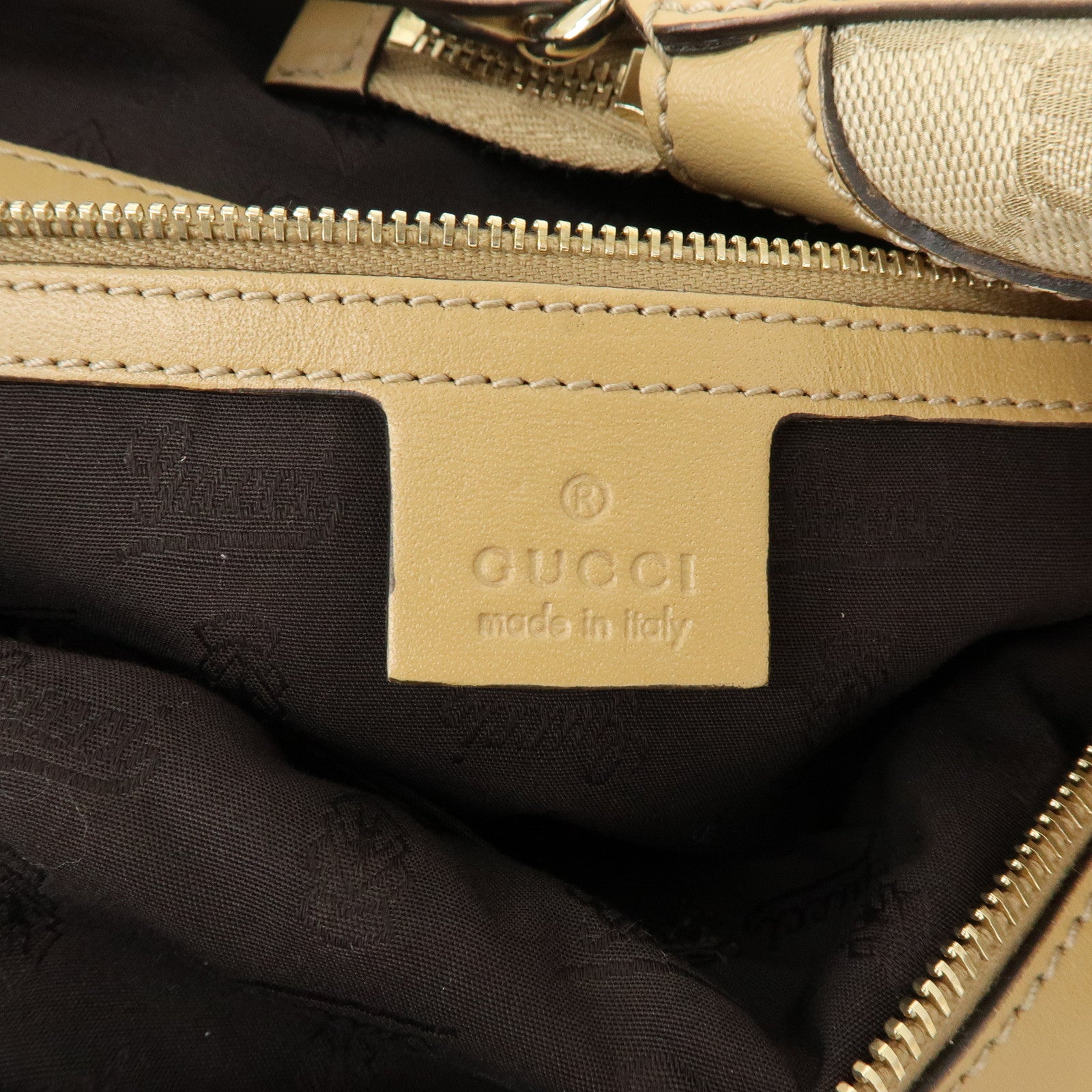 GUCCI Sherry Horsebit GG Canvas Leather Shoulder Bag Beige 232968