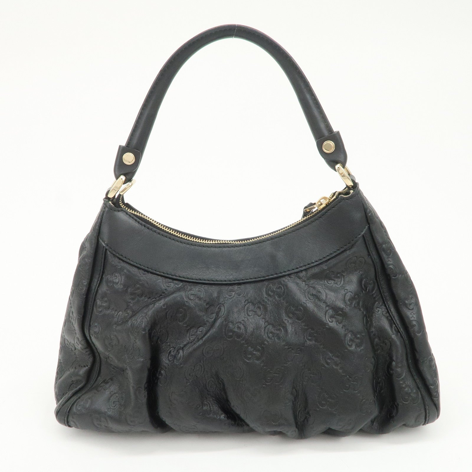 GUCCI Abbey Guccissima Leather Shoulder Bag Hand Bag Black 190525