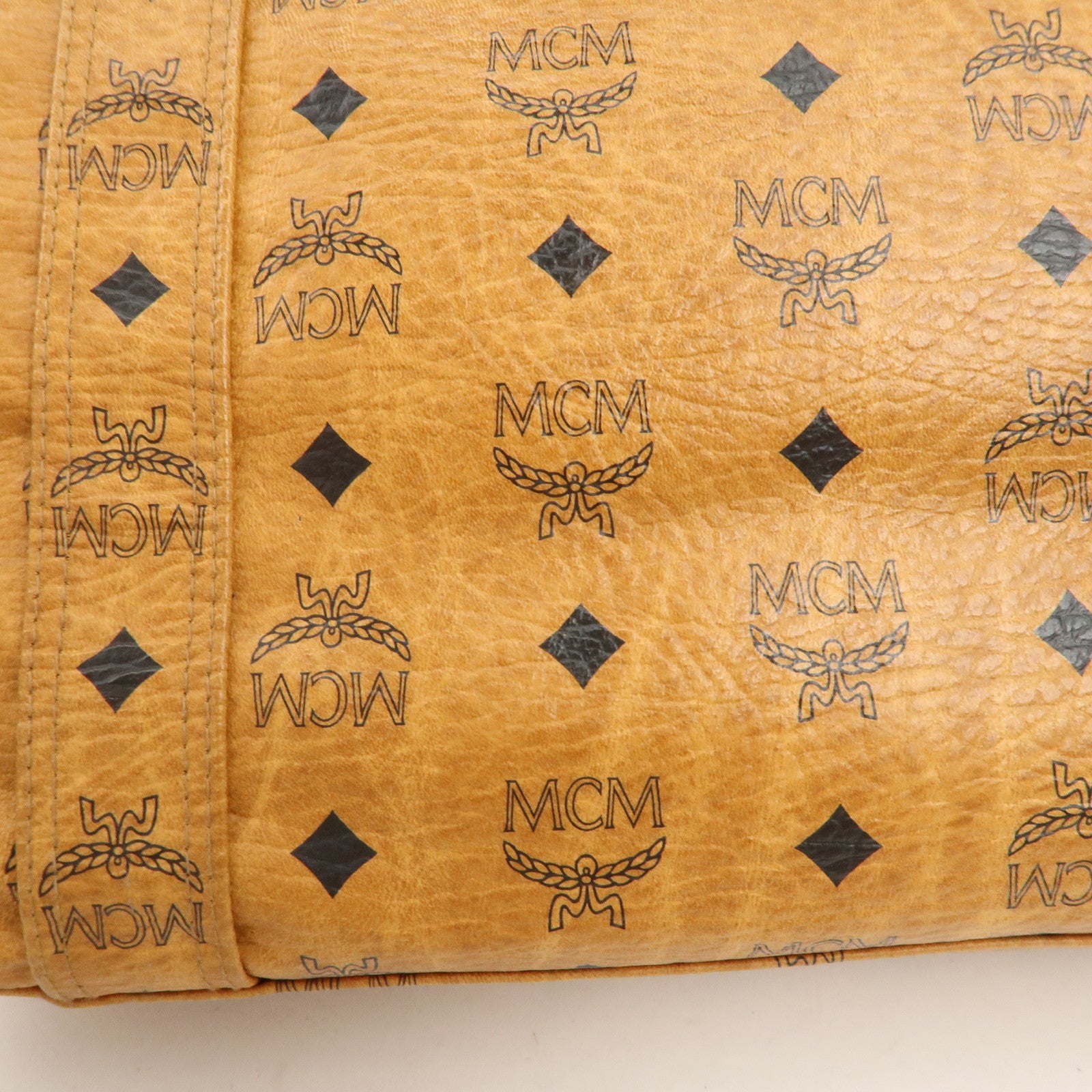 MCM Visetos Leather Shoulder Bag Tote Bag Brown