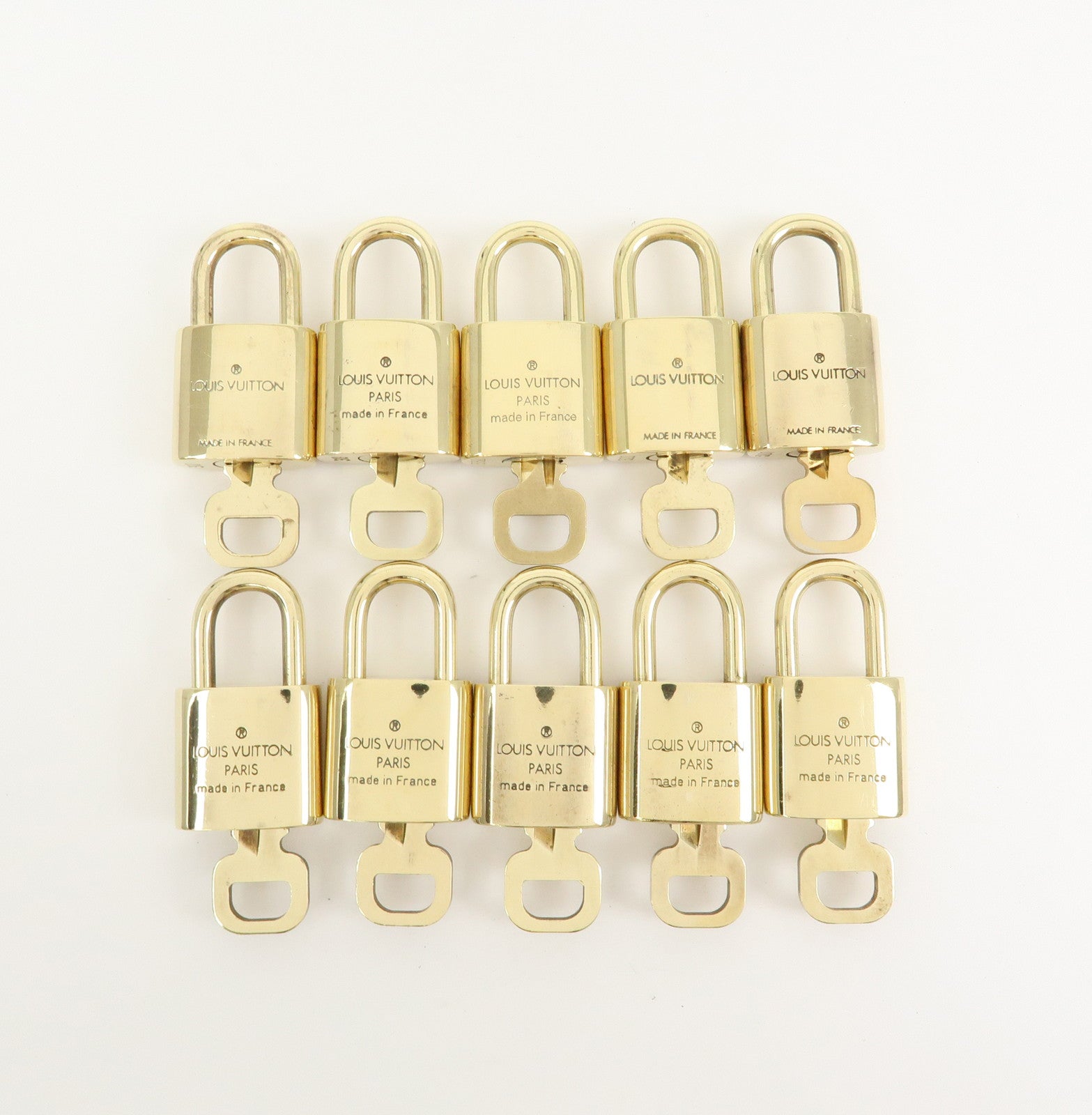 Louis Vuitton Set of 10 Lock & Key Cadena Key Lock Gold