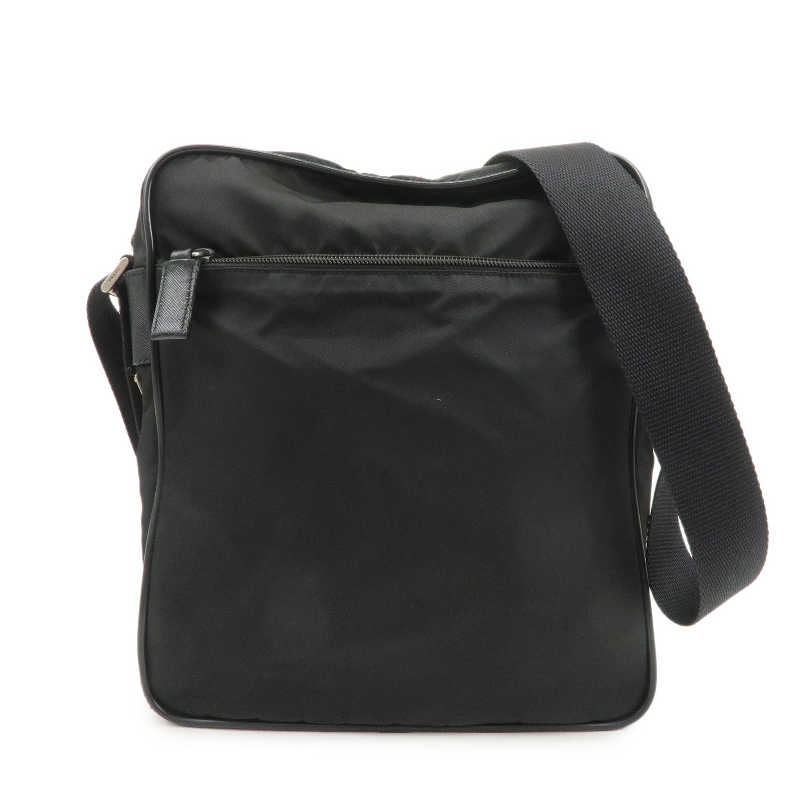 PRADA Logo Nylon Leather Shoulder Bag Crossbody Bag Black BT0421