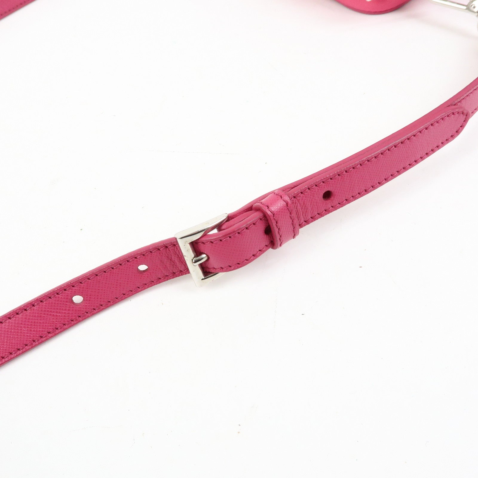 PRADA Triangle Logo Nylon Saffiano Leather Shoulder Bag Pink BT1010
