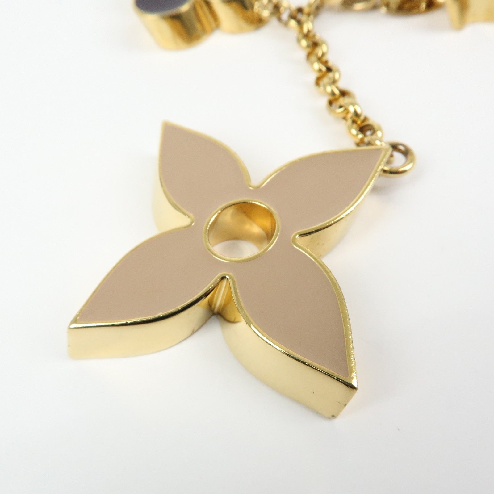 Louis Vuitton Fleur de Monogram Key Chain Bag Charm Gold M67119