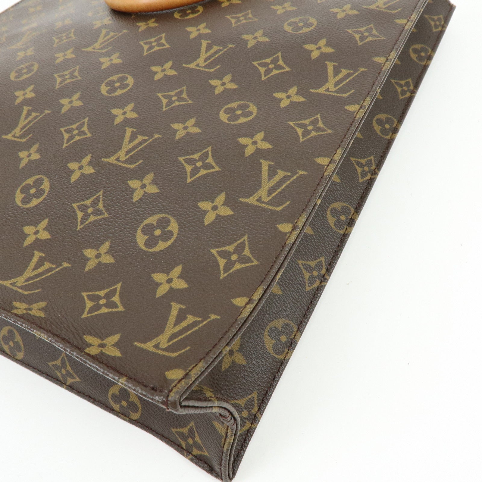 Louis Vuitton Monogram Sac Plat Tote Bag Hand Bag Brown M51140