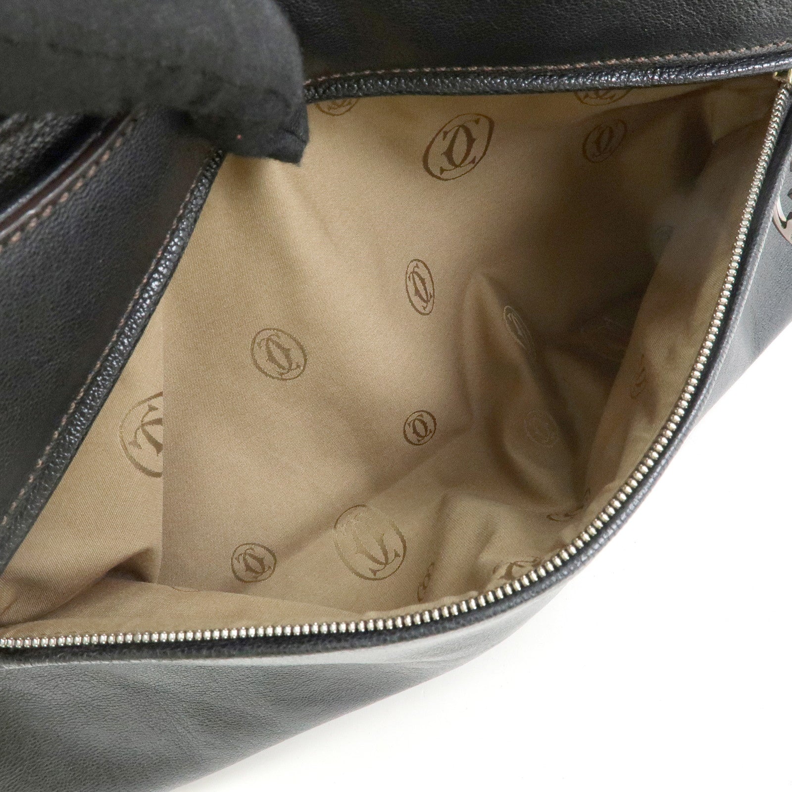 Cartier Marcello de Cartier Leather Hand Bag Tote Bag Black