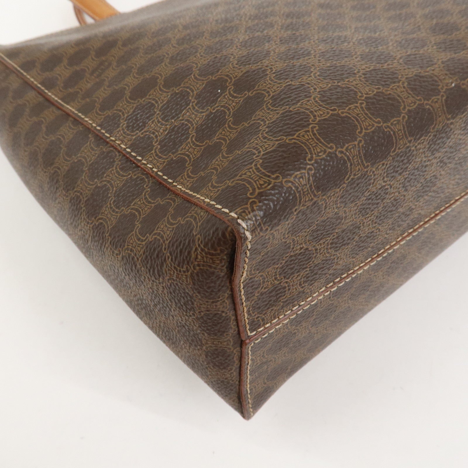 CELINE Macadam PVC Leather Hand Bag Tote Bag Brown