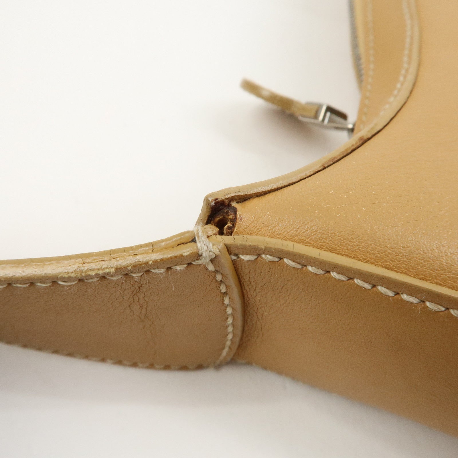 Ferragamo Gancini Leather Shoulder Bag Hand Bag Light Brown