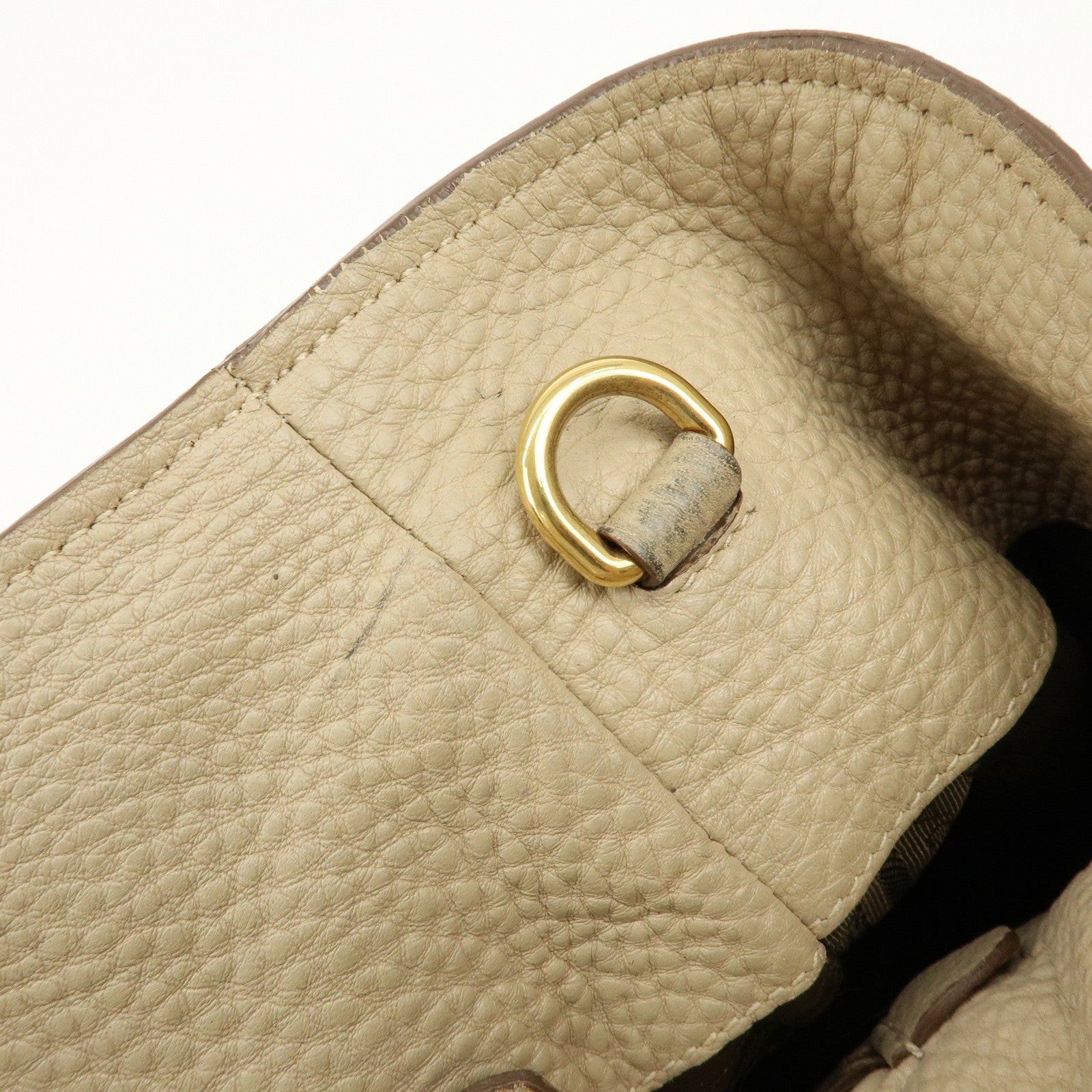 PRADA Triangle Logo Leather 2Way Hand Shoulder Bag Beige BN2795