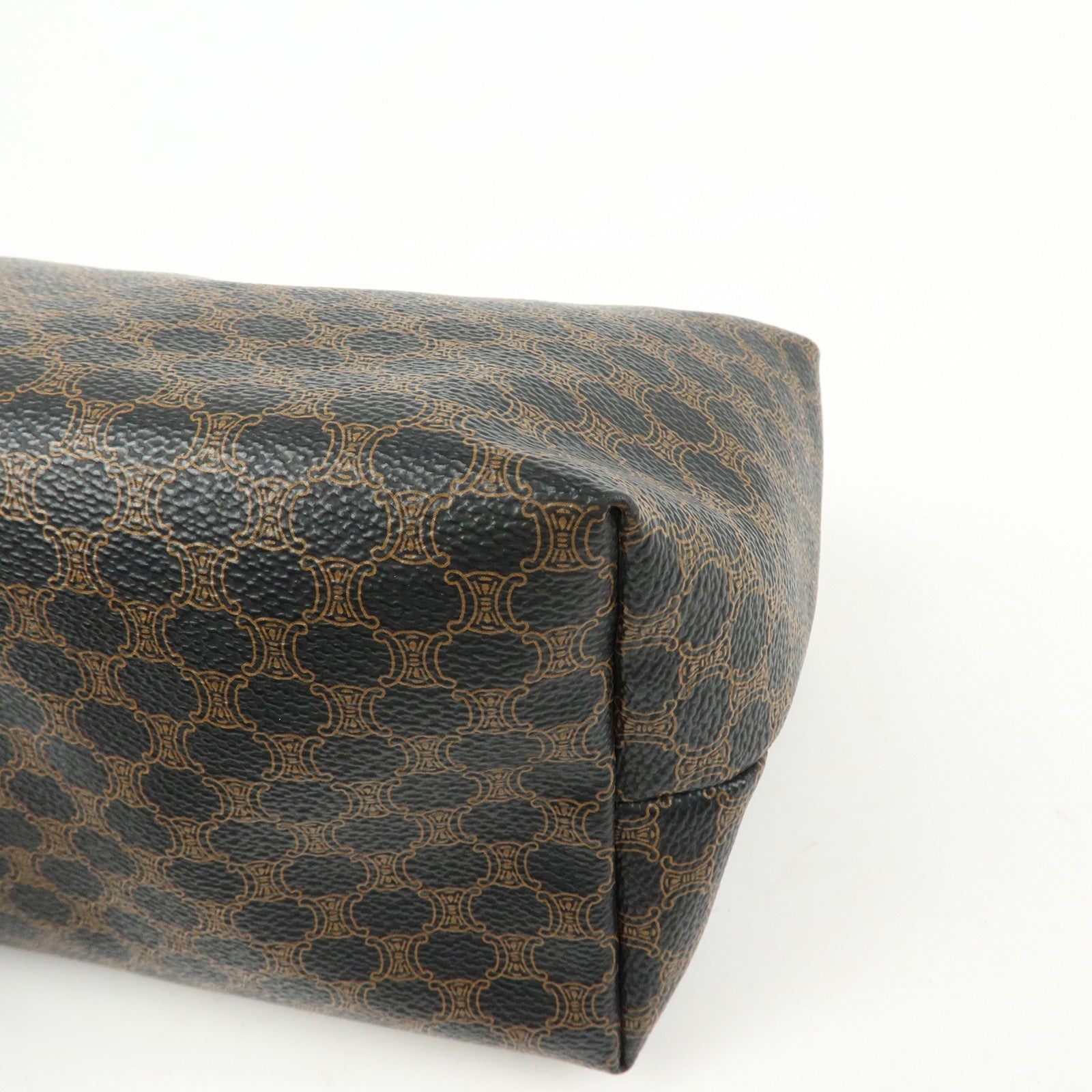 CELINE Macadam PVC Leather Mini Hand Bag Brown Black
