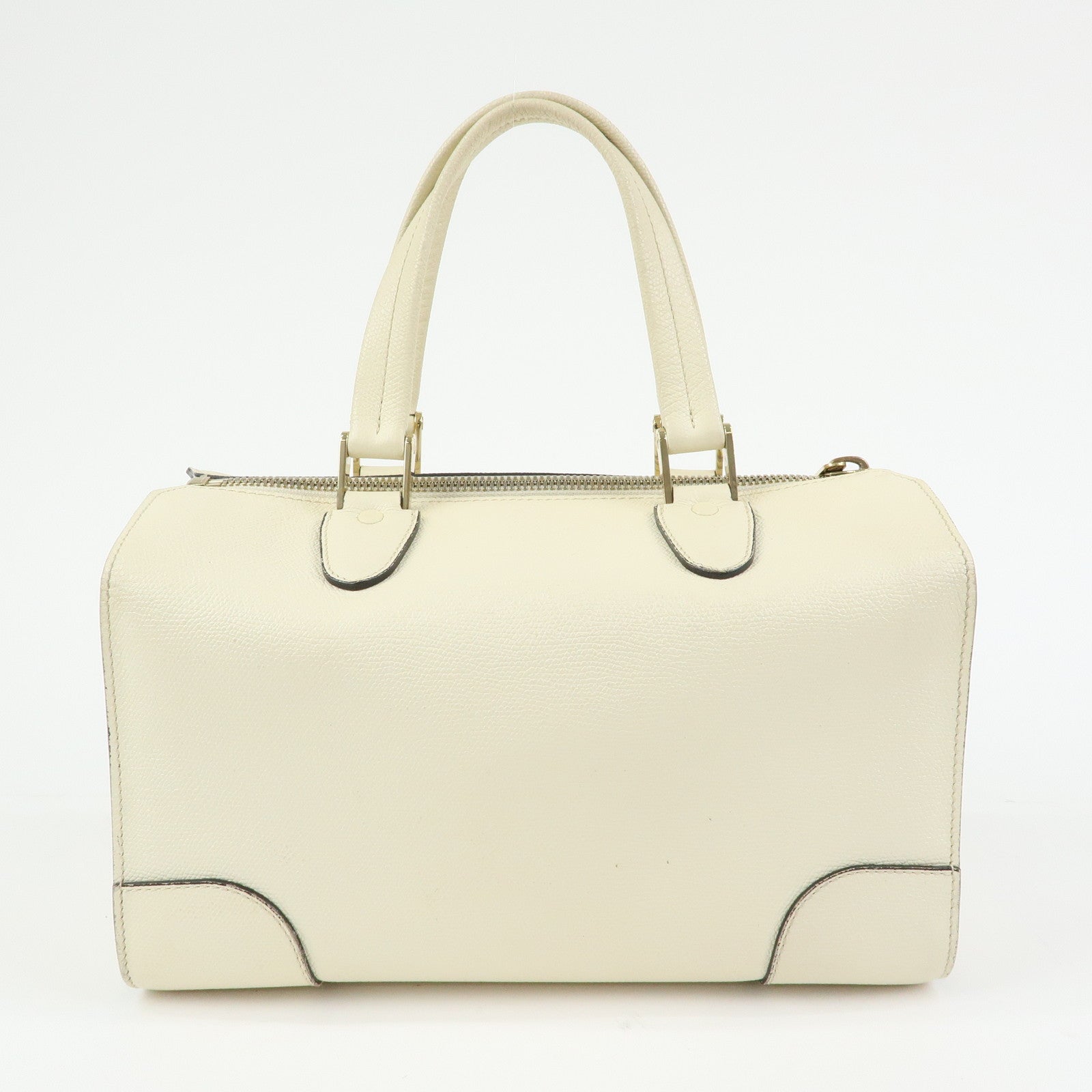 Valextra Babila Medium Leather Hand Bag Boston Bag White