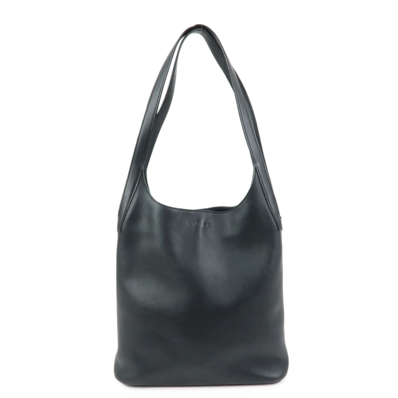 LOEWE Logo Leather Shoulder Bag Hand Bag Black