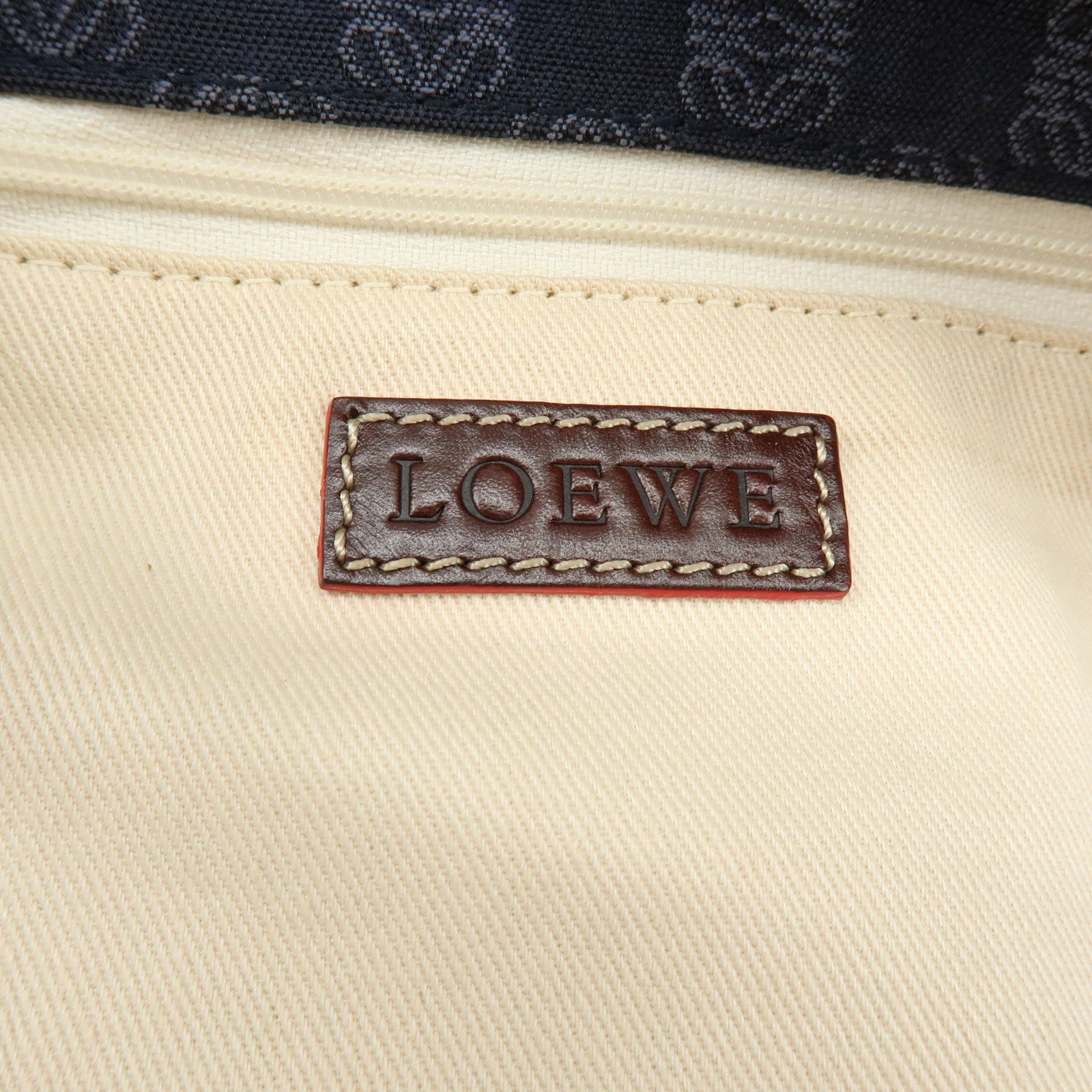 LOEWE Repeat Anagram Canvas Leather Shoulder Bag Blue Brown