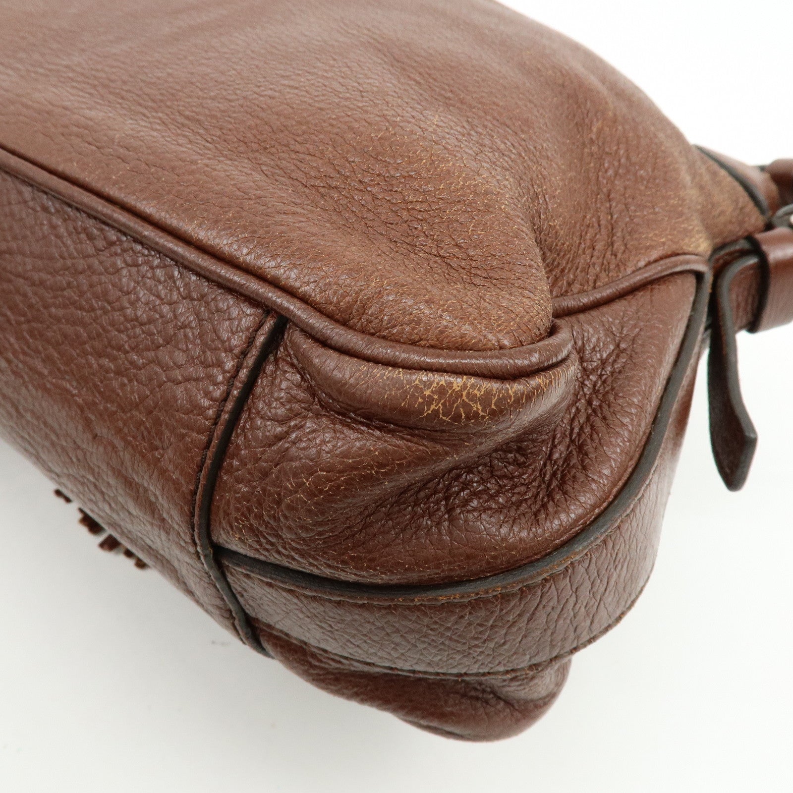 CELINE Tassel Leather Shoulder Bag Brown