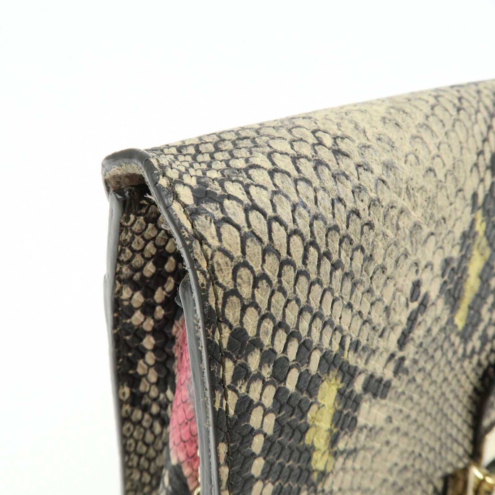 FURLA Metropolis Embossed Leather Chain Shoulder Bag Beige Pink