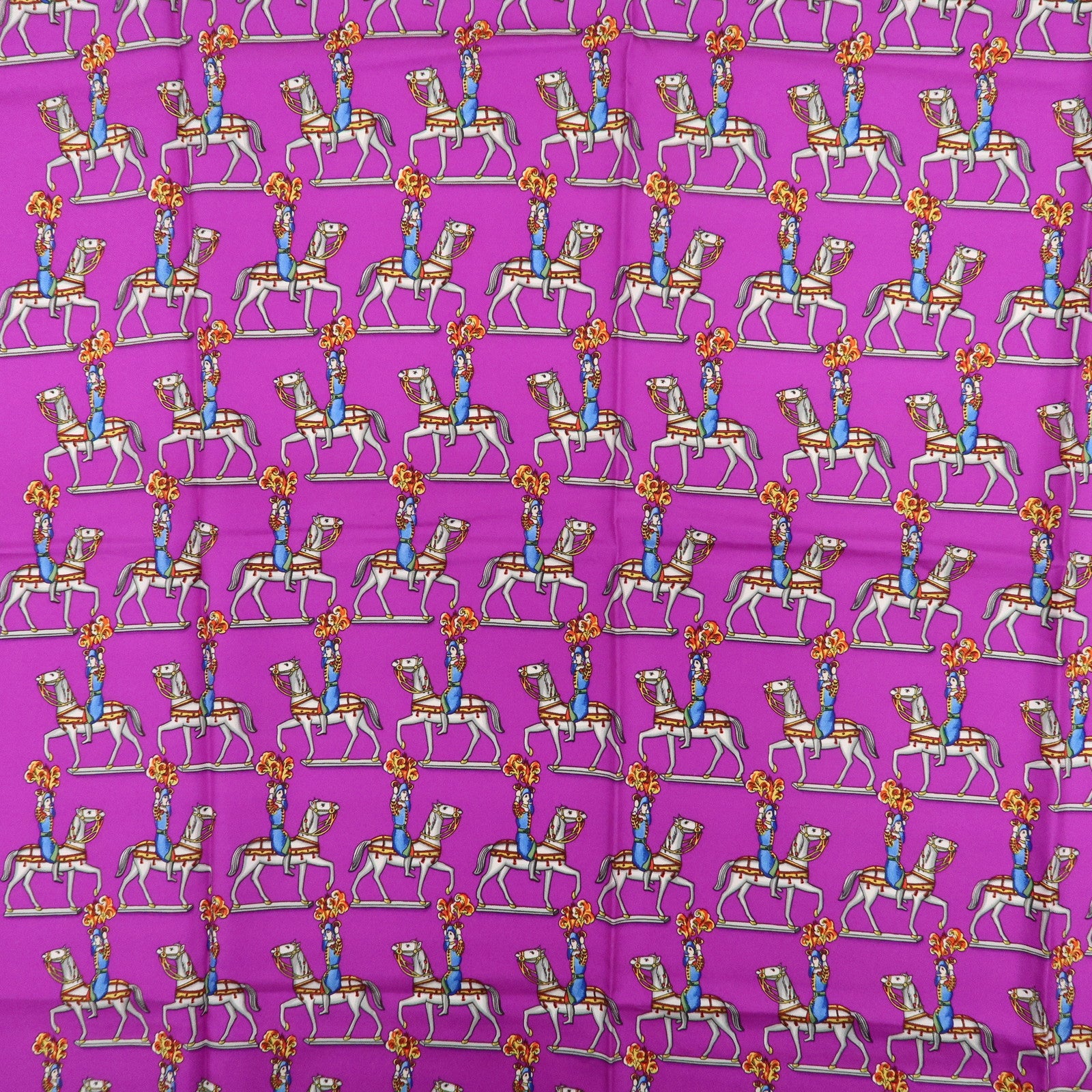HERMES Carre 90 Silk 100% Scarf Les Artificiers Navy Purple