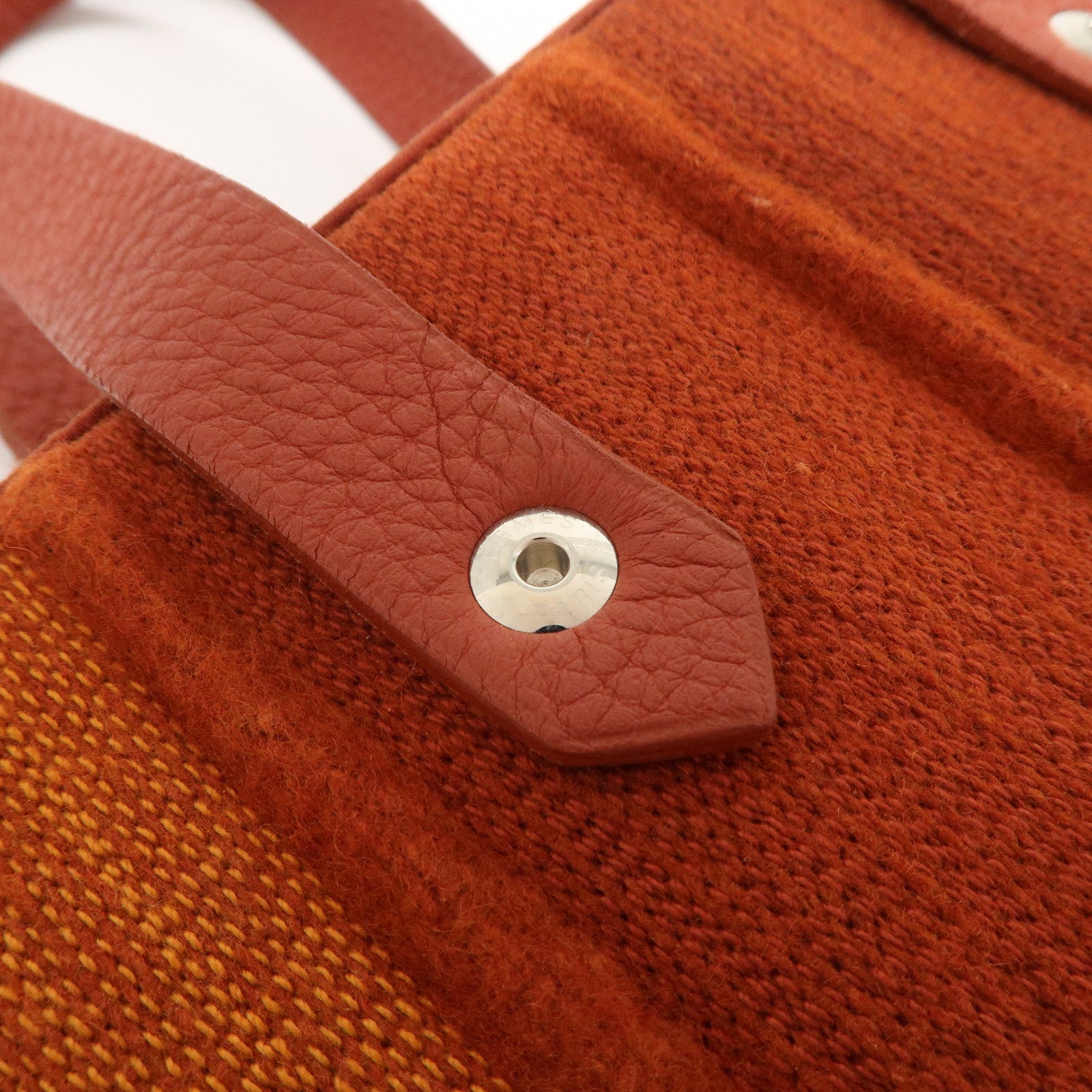 HERMES Amedaba PM Wool Canvas Leather Mini Tote Hand Bag Orange