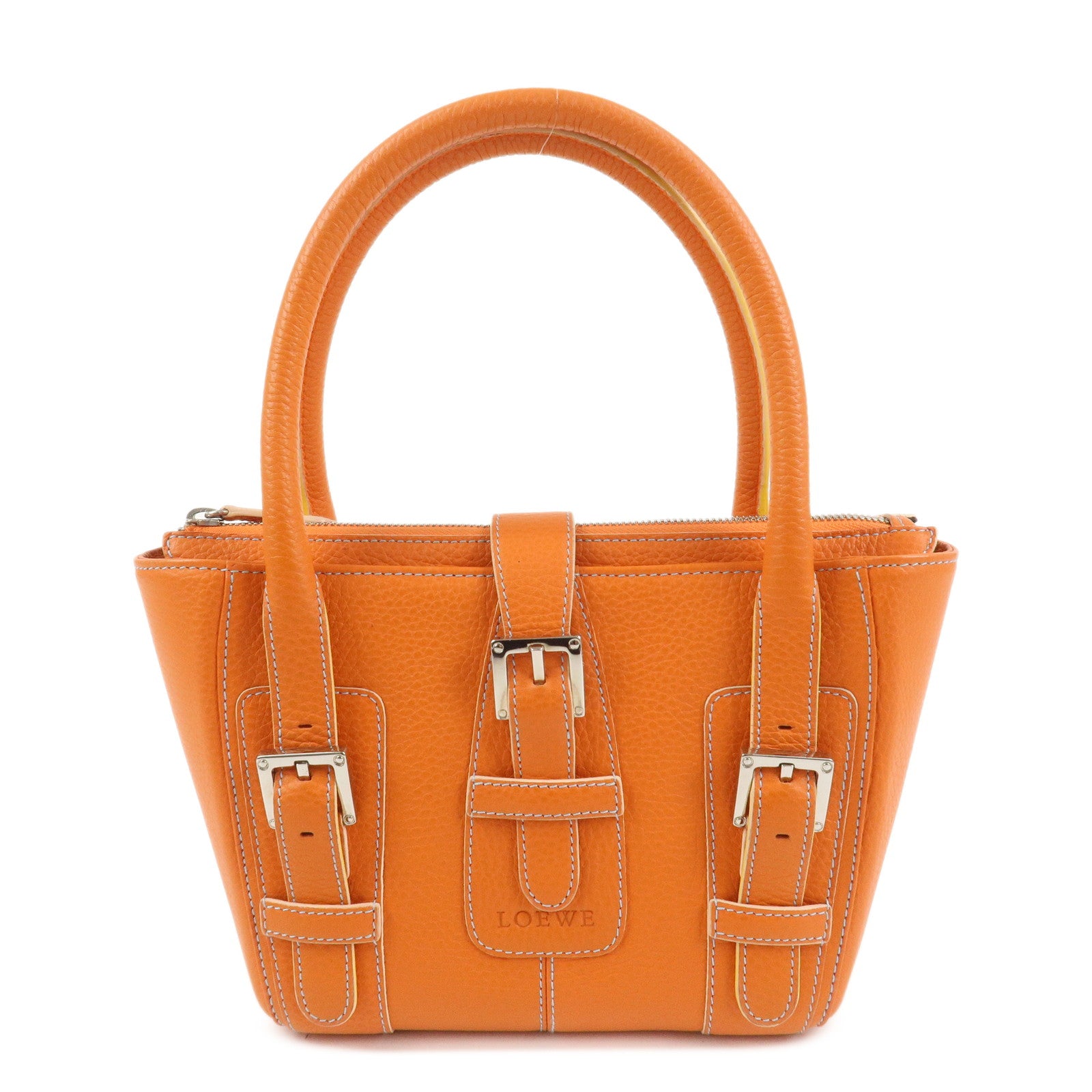 LOEWE Senda Leather Hand Bag Orange