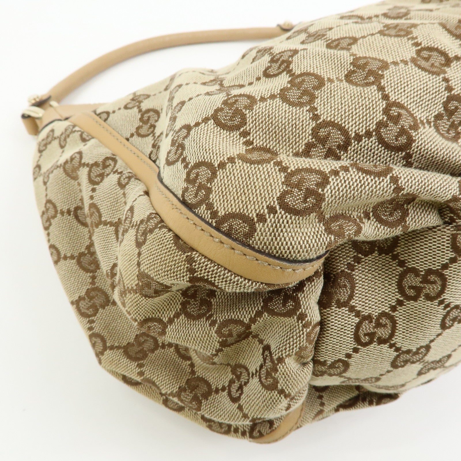 GUCCI Abbey GG Canvas Leather Shoulder Bag Hand Bag Brown 189833