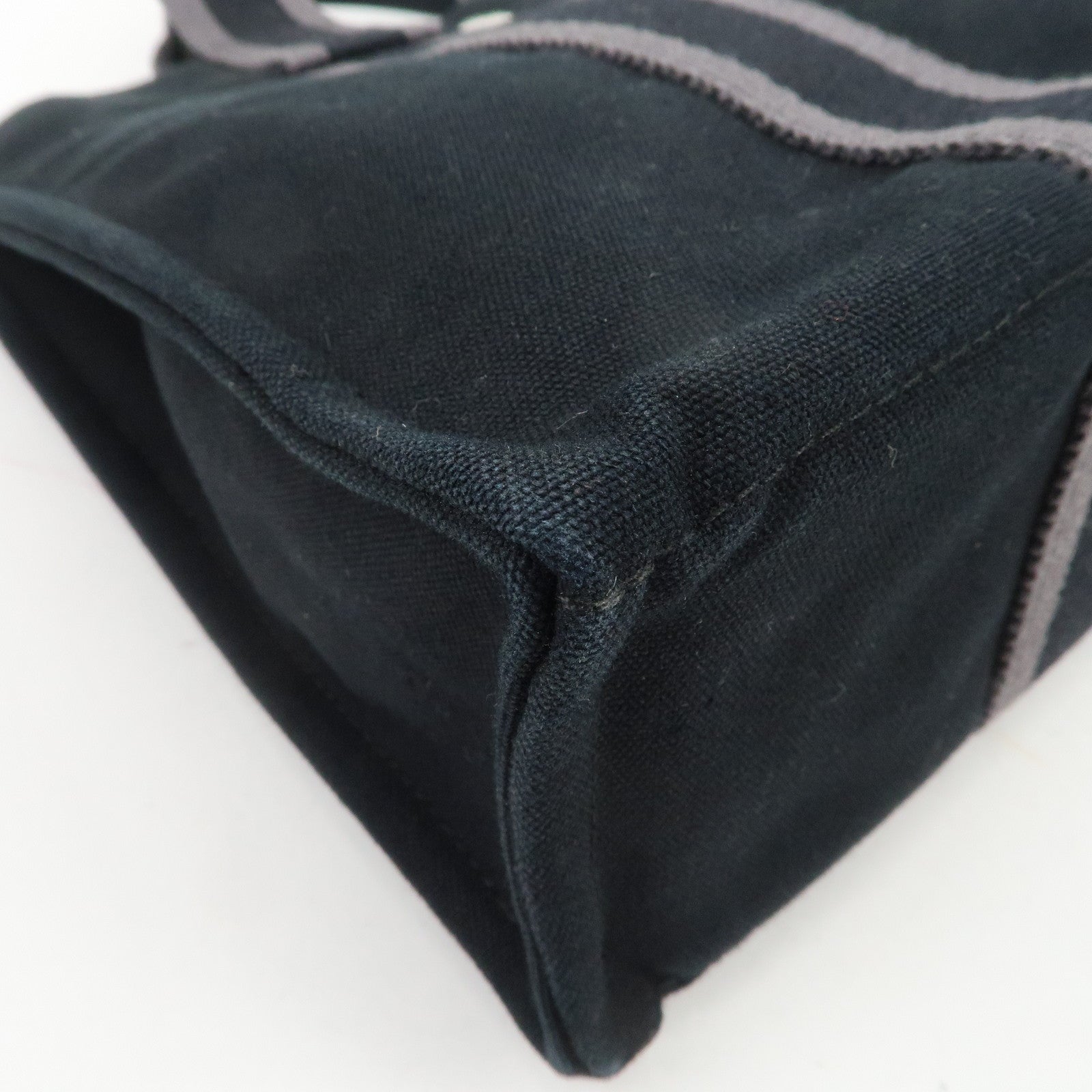 HERMES Fourre Tout PM Logo Canvas Tote Bag Hand Bag Black