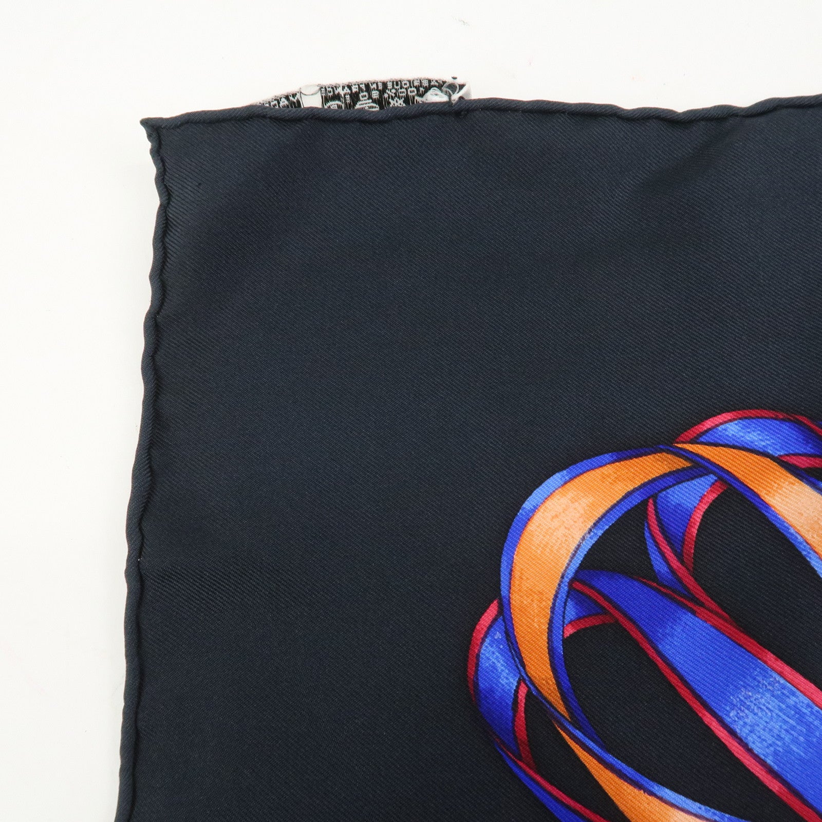 Hermes Carre 90 Silk 100% Scarf LES RUBANS DU CHEVAL Black