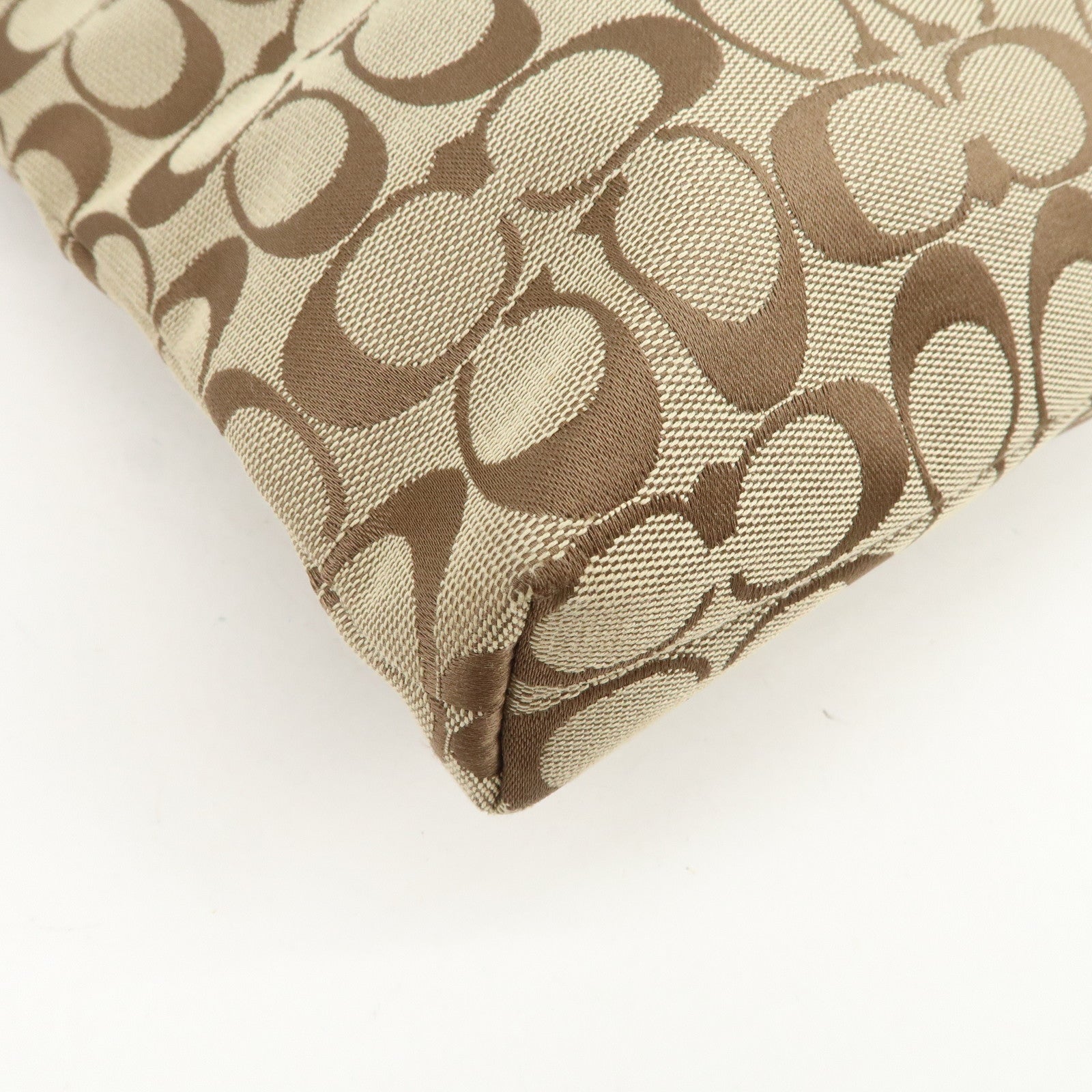 COACH Signature Set of 3 Shoulder Bag Hand Bag Beige Brown Gold