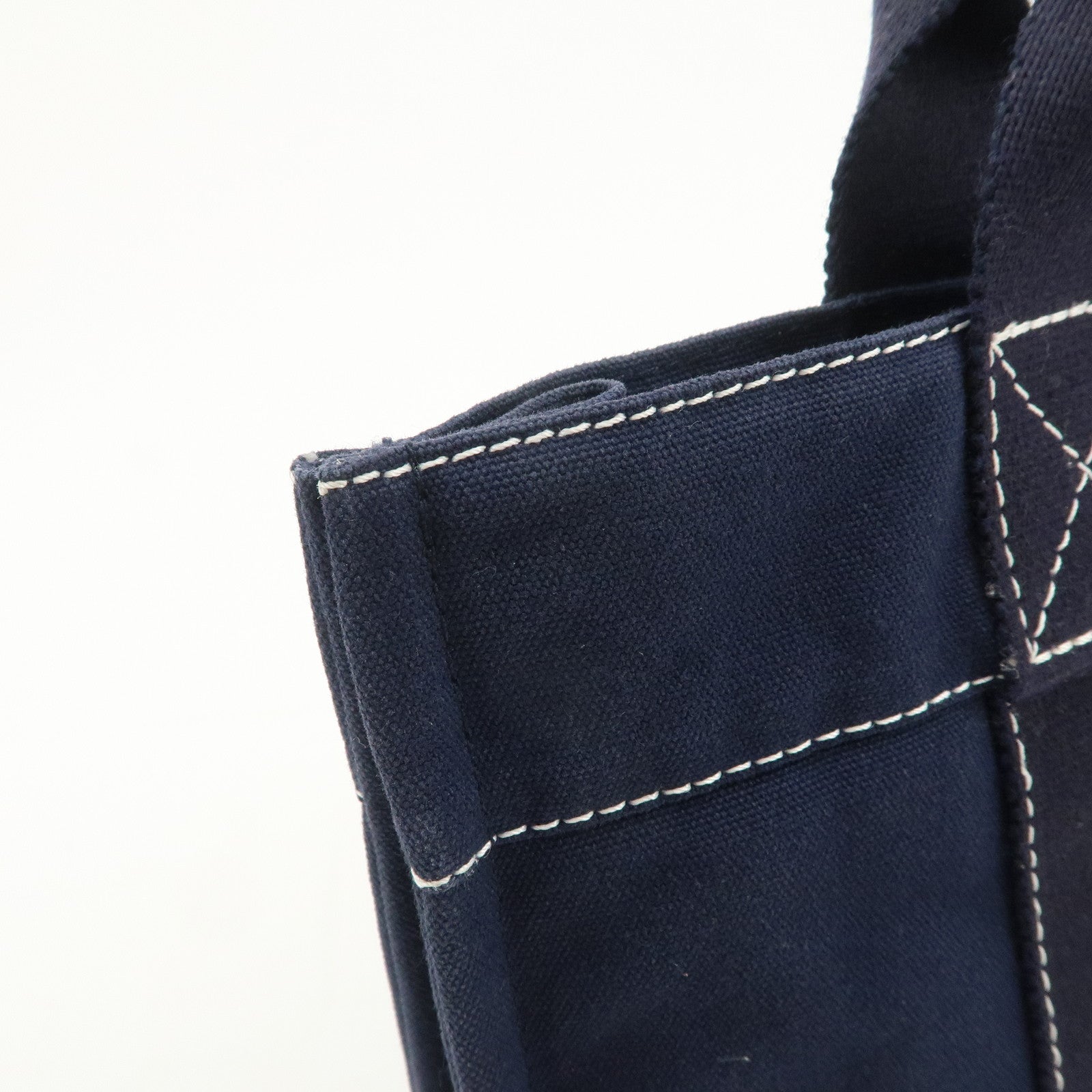 HERMES Deauville PM Cotton Tote Bag Hand Bag Navy